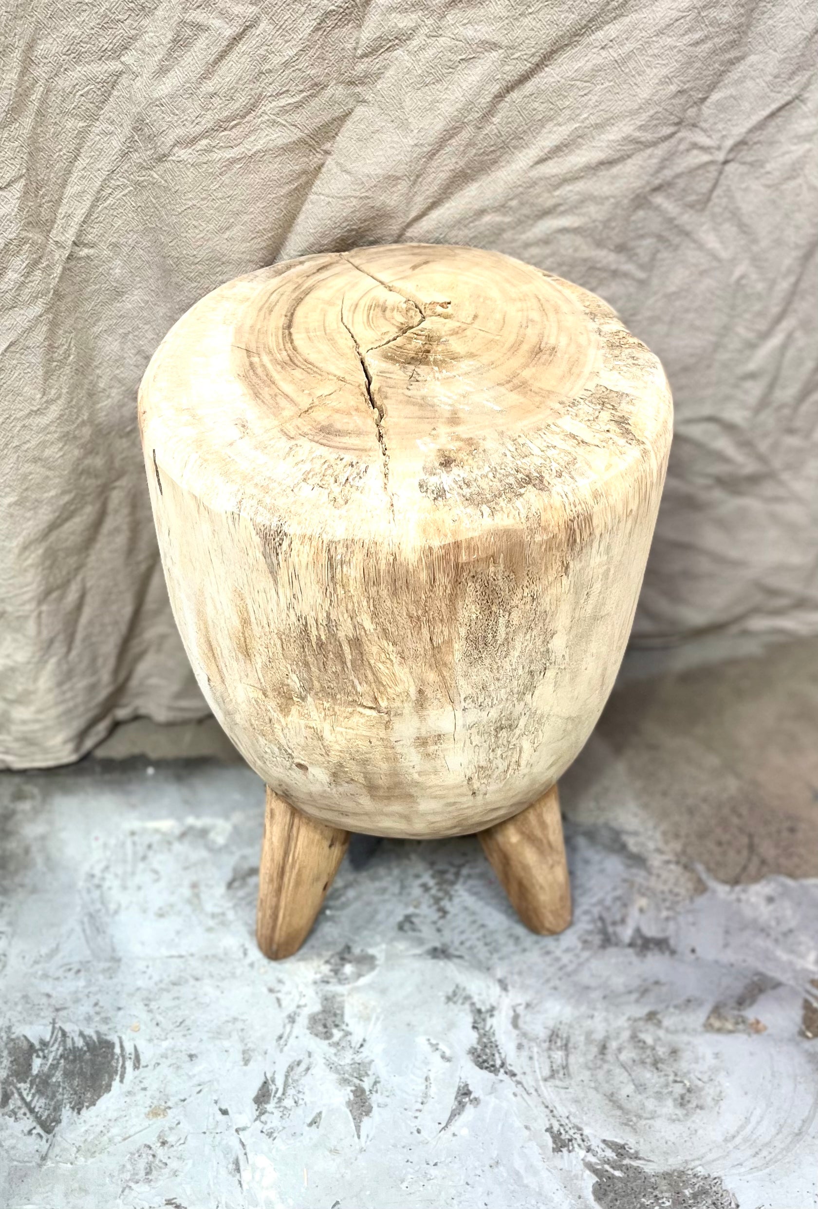 Solid timber stool / side table - rustic finish