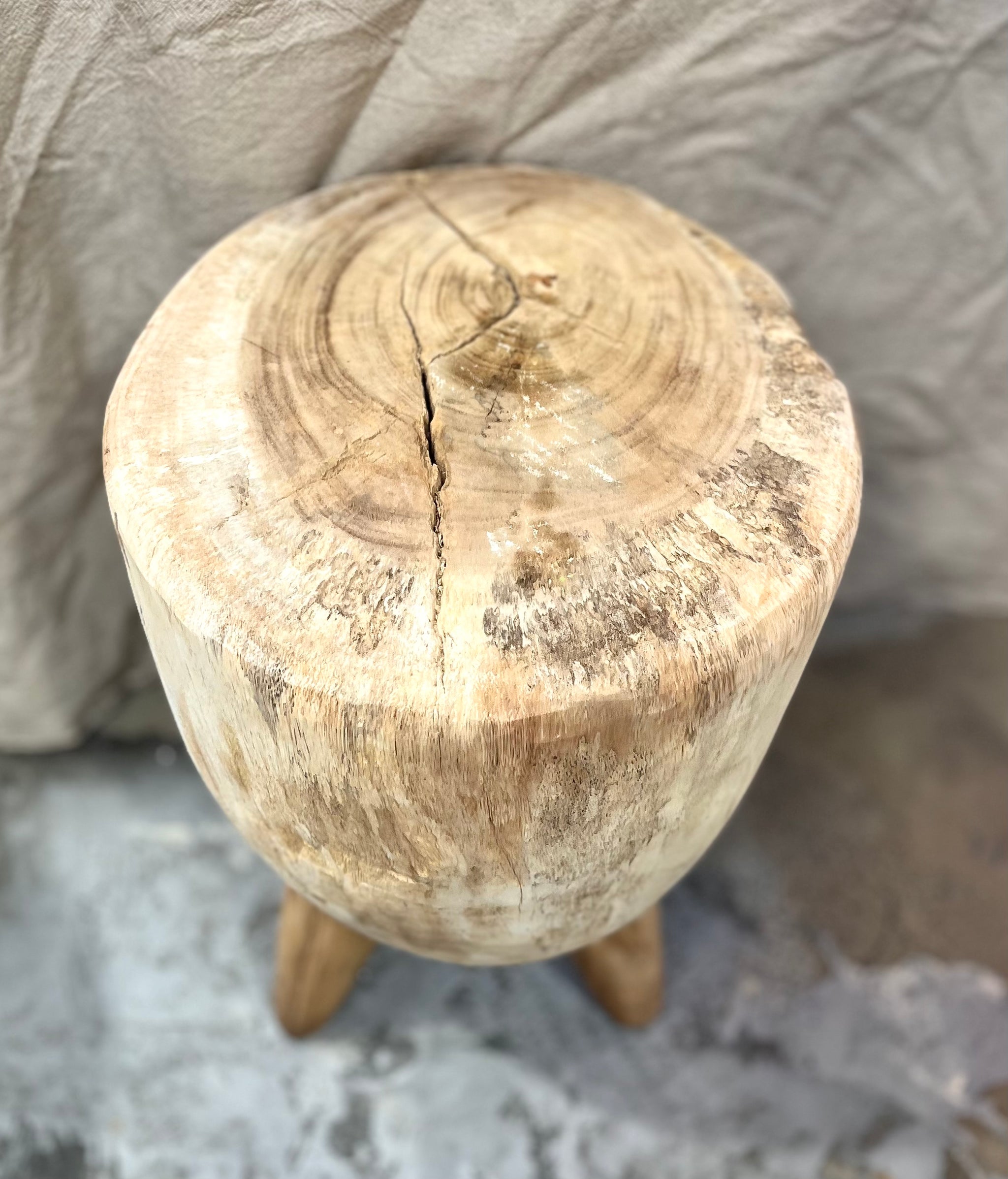 Solid timber stool / side table - rustic finish