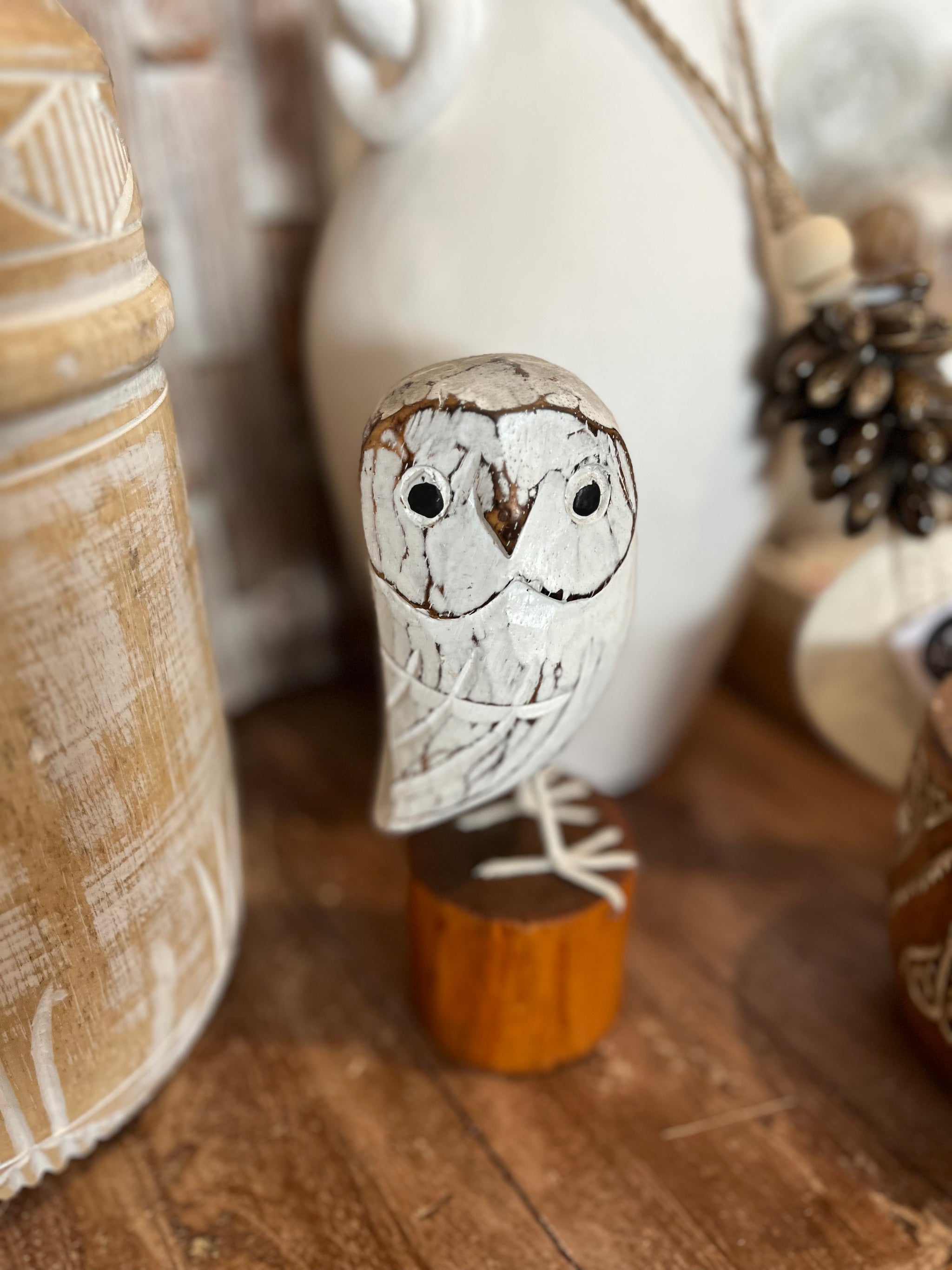 White timber owl on natural stand S - Bali Beach Beyond
