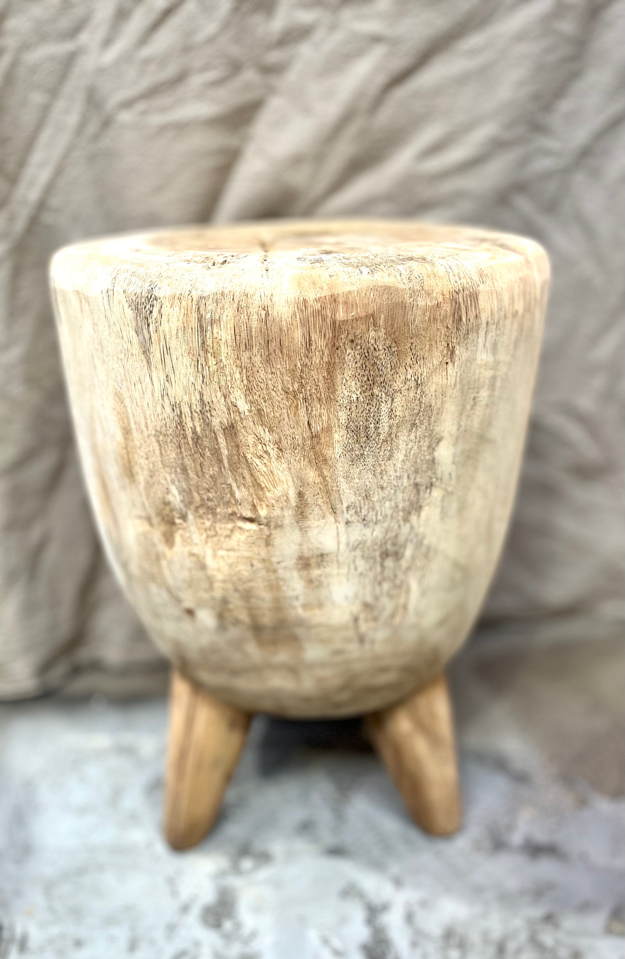 Solid timber stool / side table - rustic finish