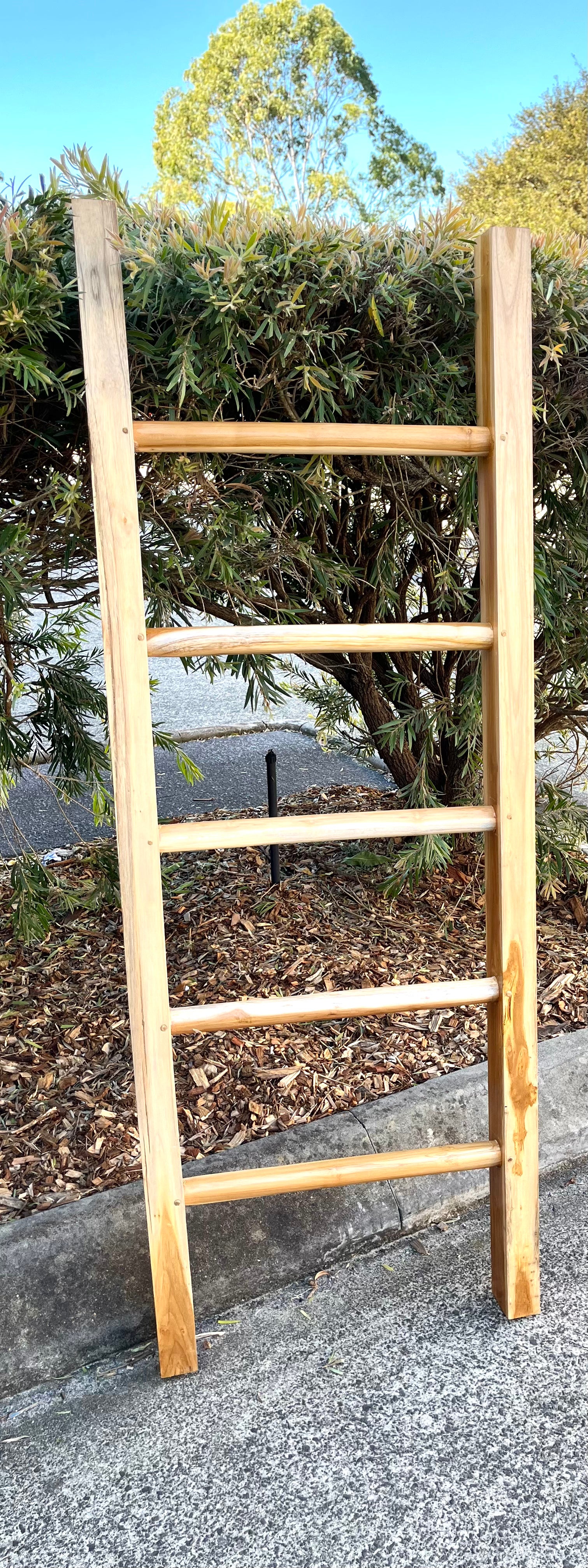 Decorative timber ladder. Natural. Square uprights