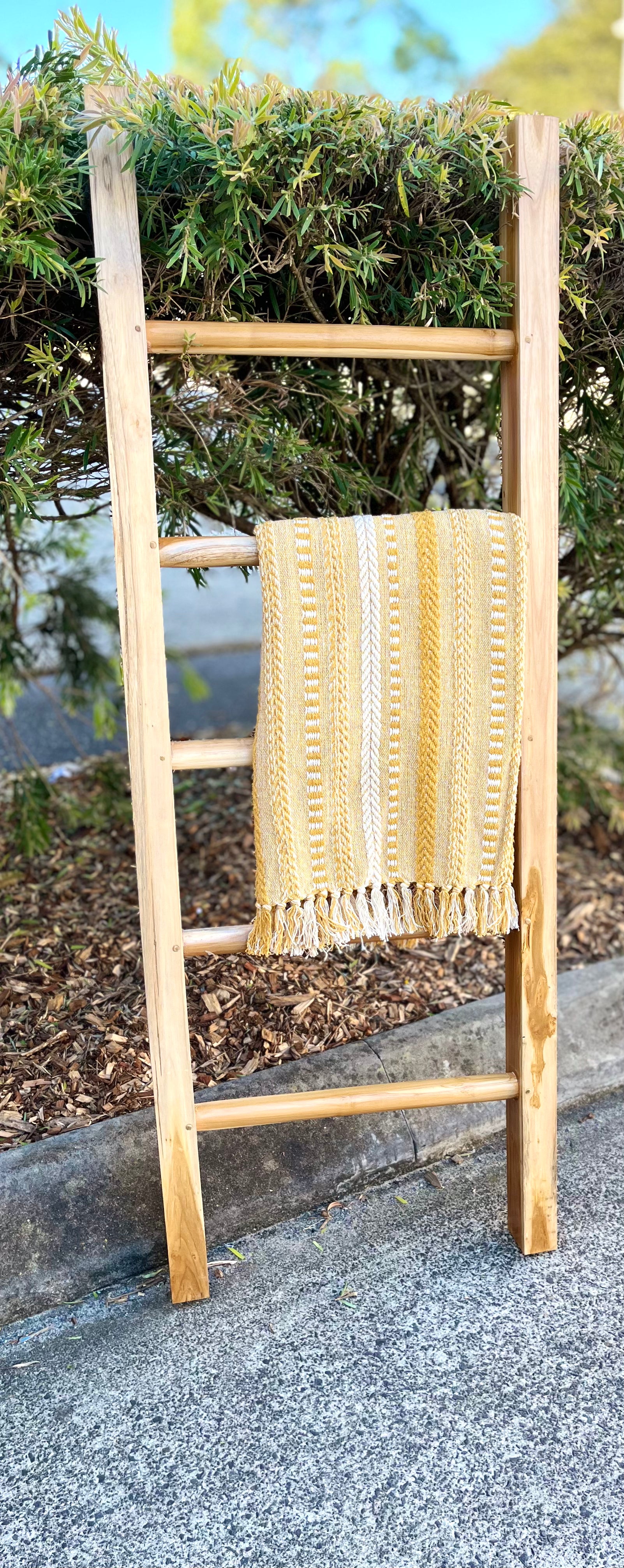 Decorative timber ladder. Natural. Square uprights