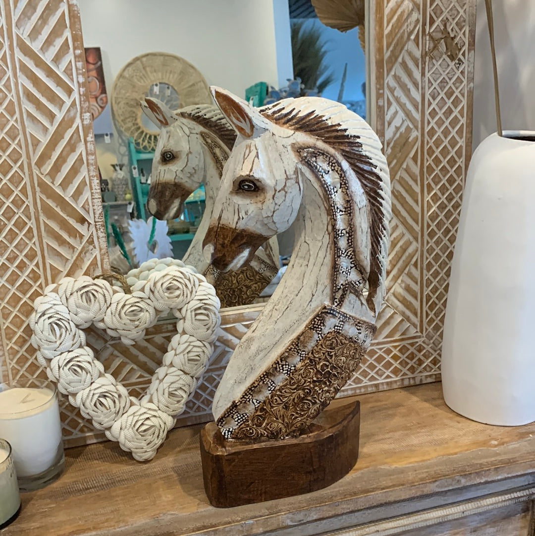 40cm handpainted timber horse statue - Bali Beach Beyond