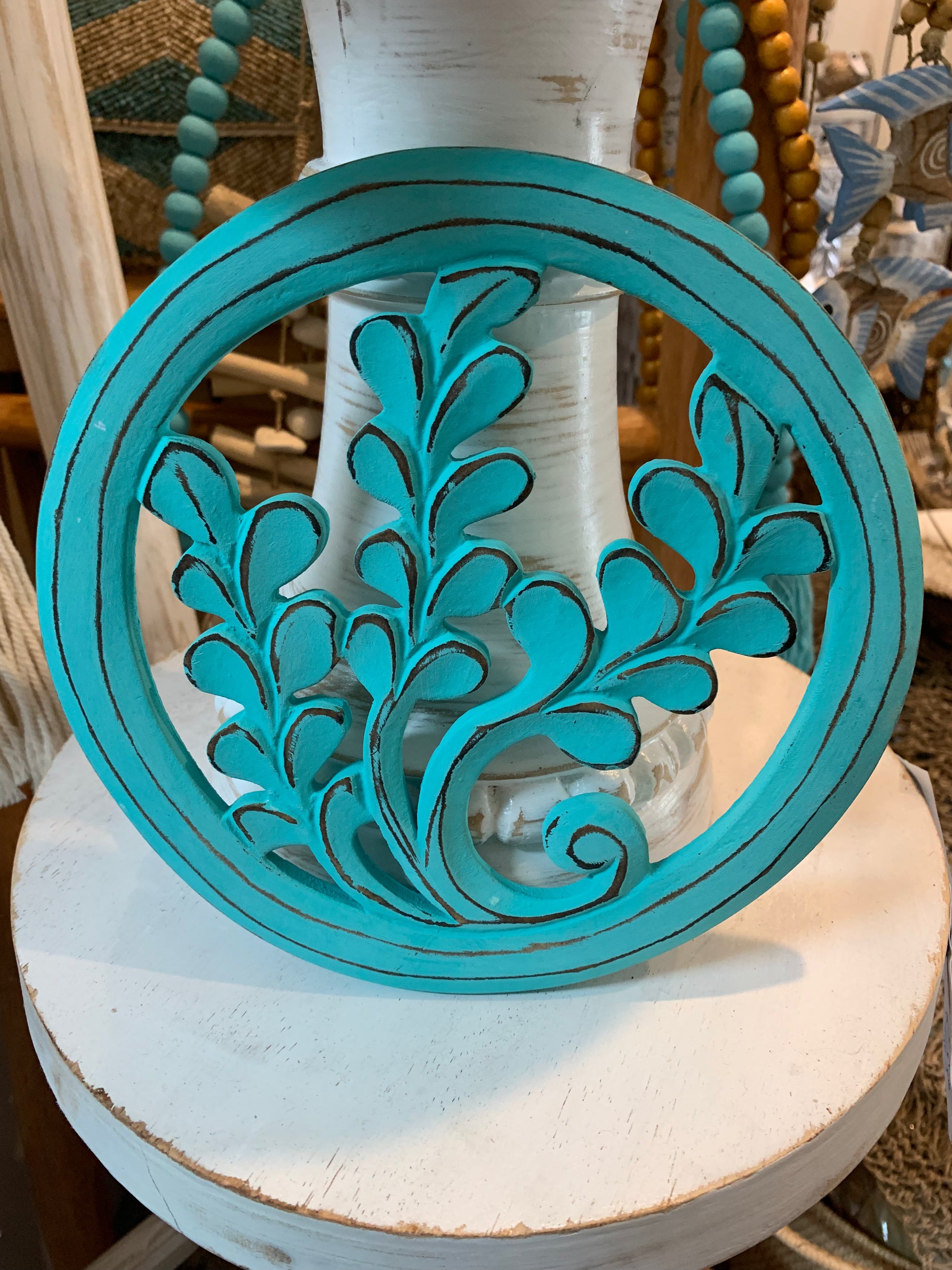 Turquoise leaf wall decoration 20cm. Design 1 - Bali Beach Beyond