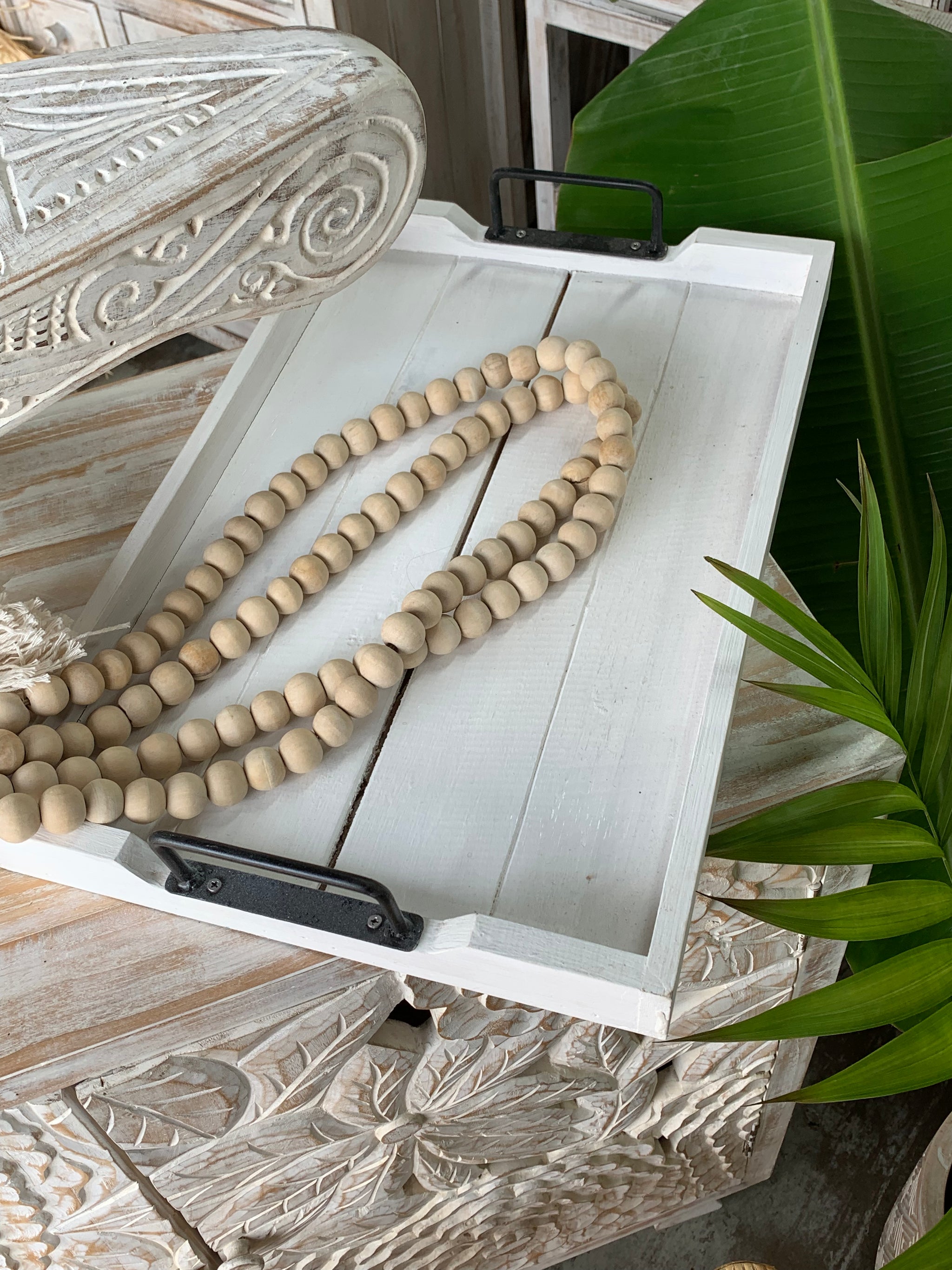 White timber slatted tray. Usually $35