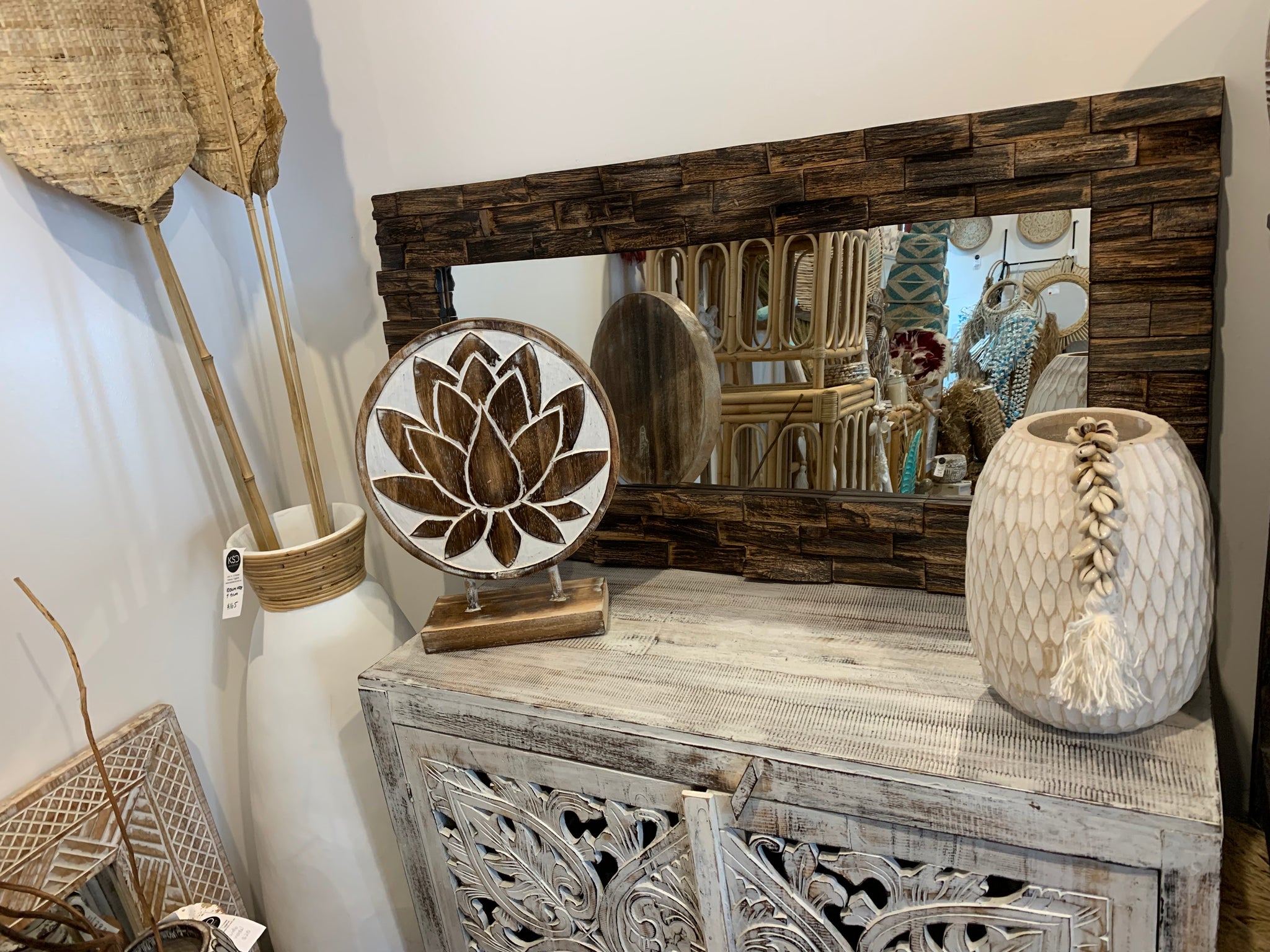 Black Timber mirror. 100 x 50cm - Bali Beach Beyond