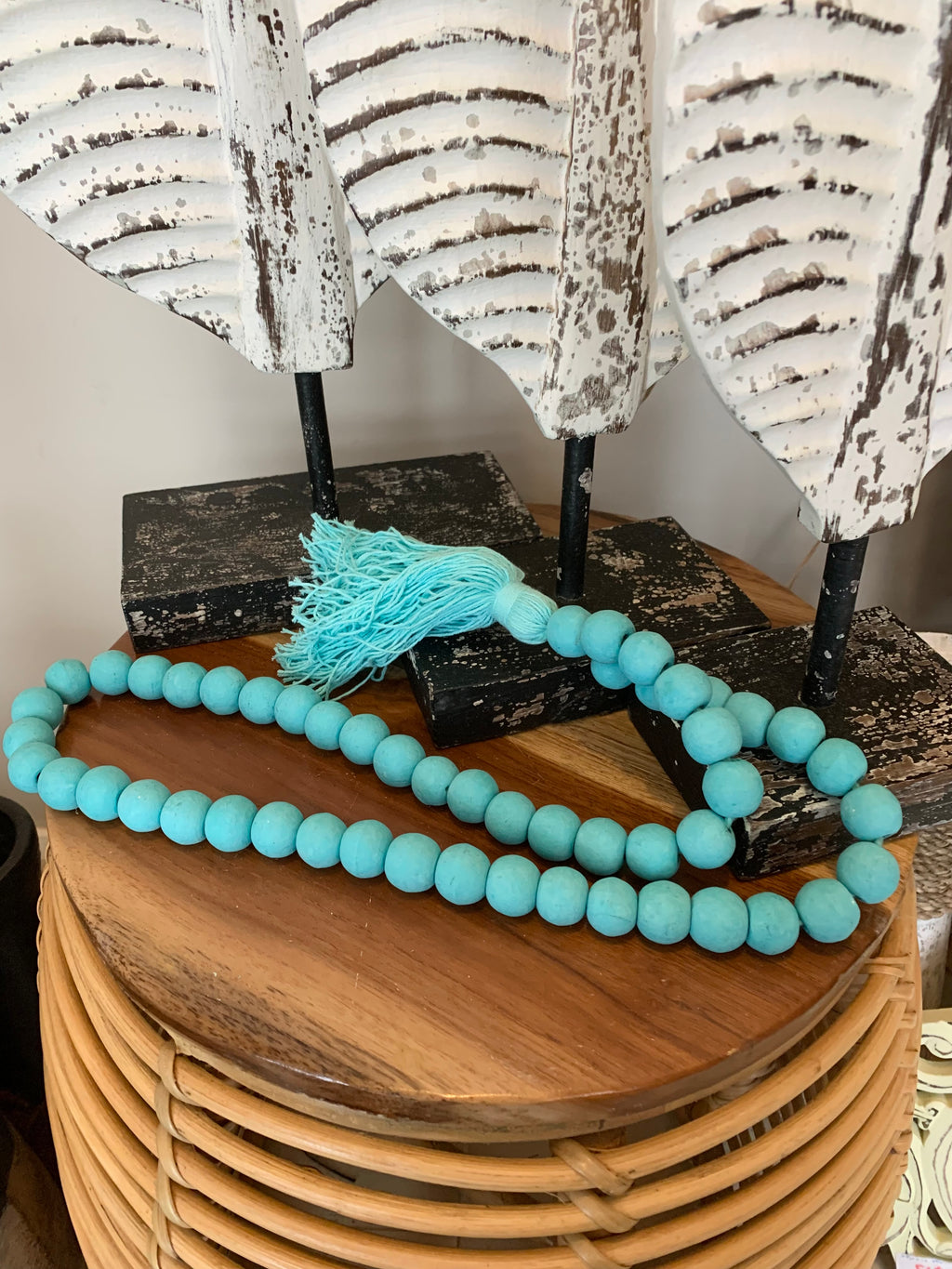 Turquoise timber beads and tassel. - Bali Beach Beyond