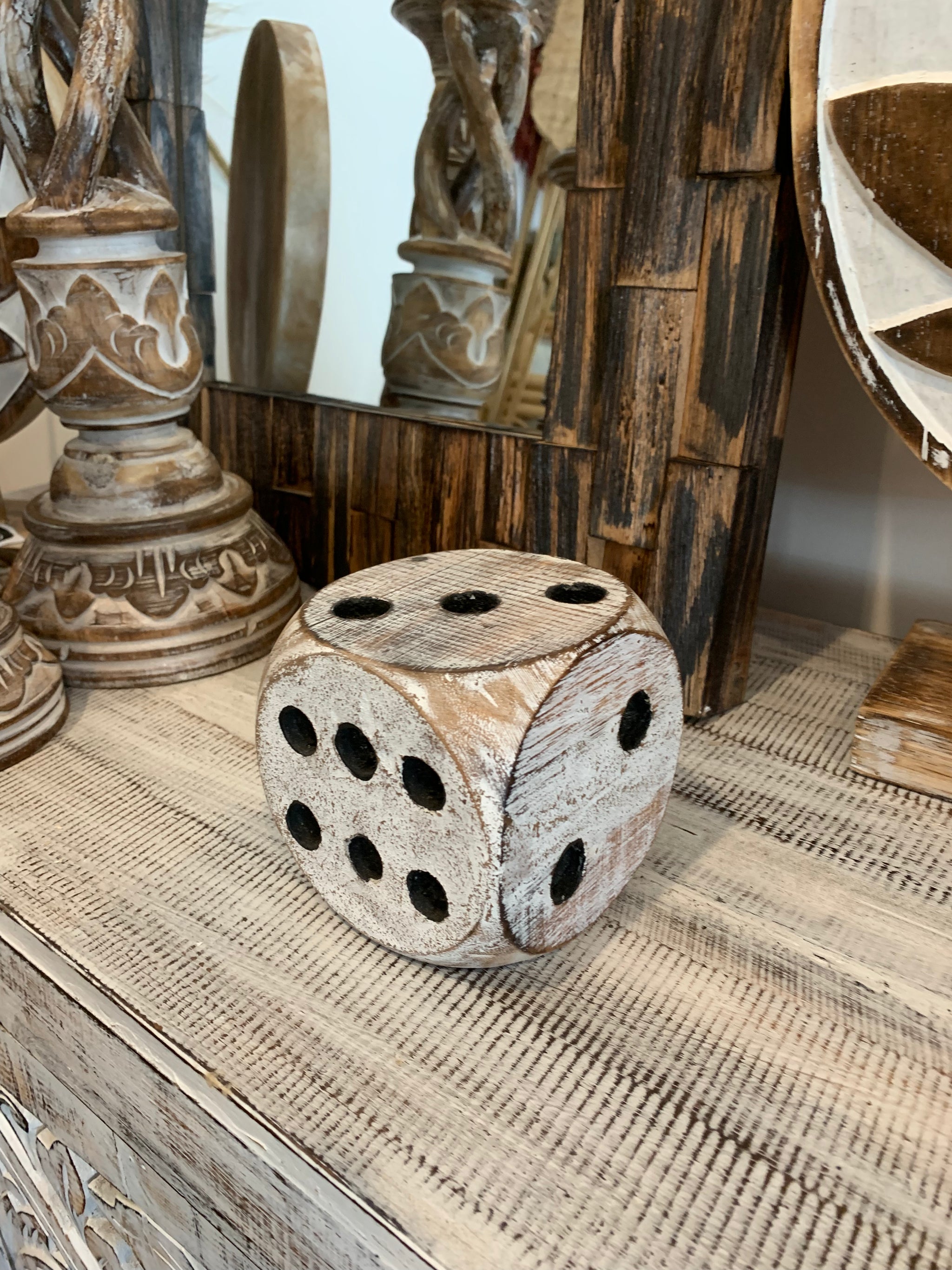 Timber dice. 10cm