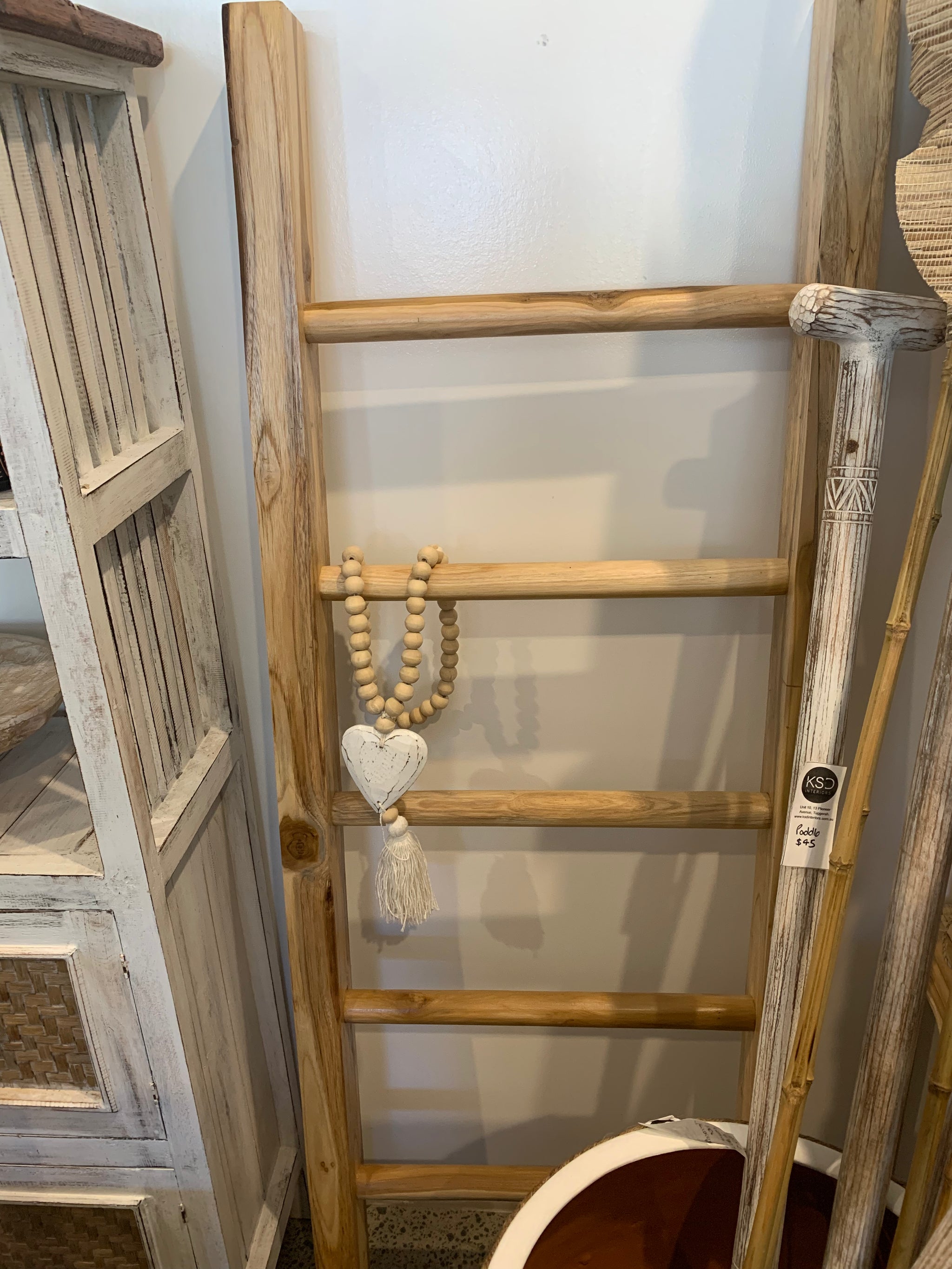 Decorative timber ladder. Natural. Square uprights