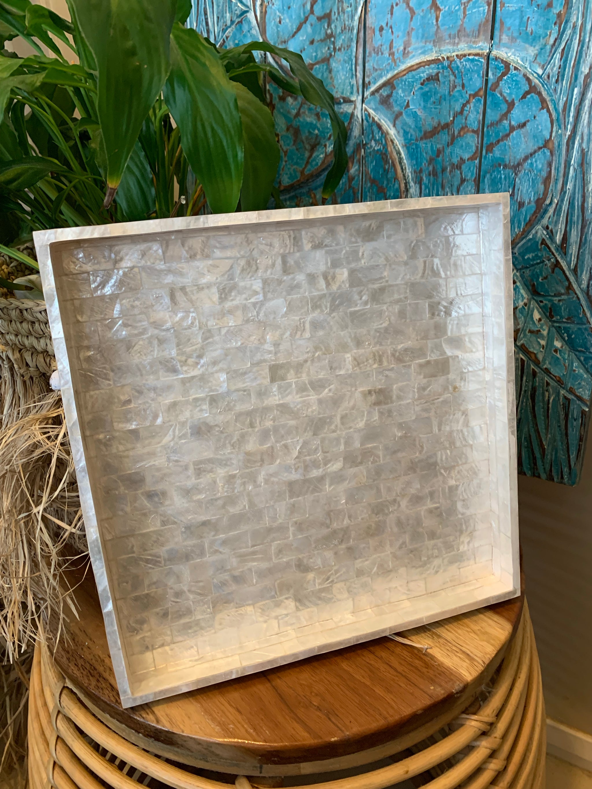 White coconut tray. Square - Bali Beach Beyond