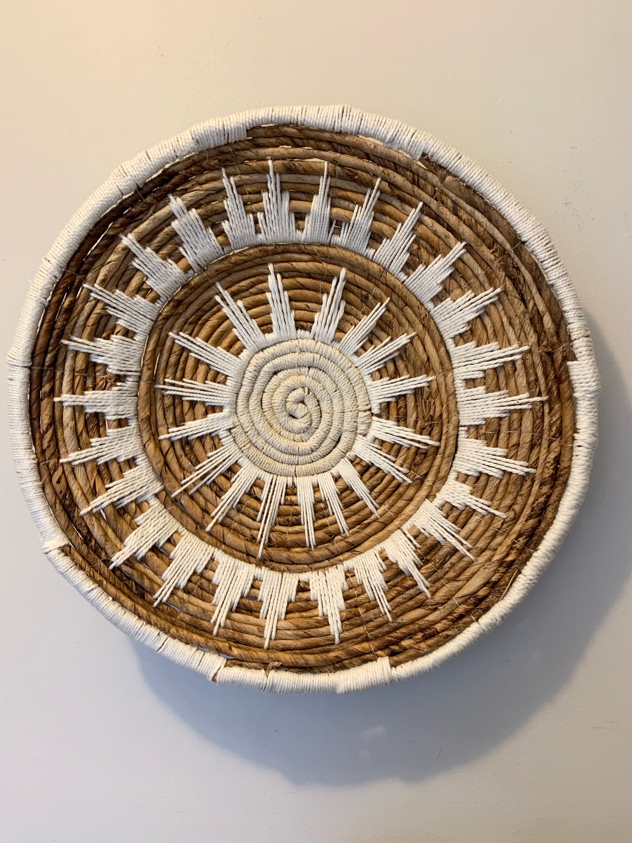 Woven white/ natural 40cm platter / wall hanging - Bali Beach Beyond