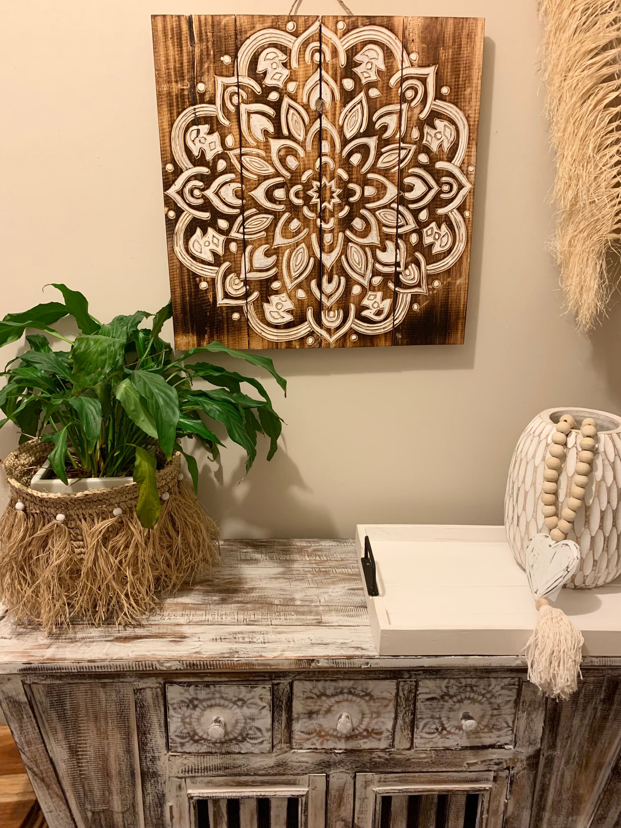 White timber slatted tray. Usually $35