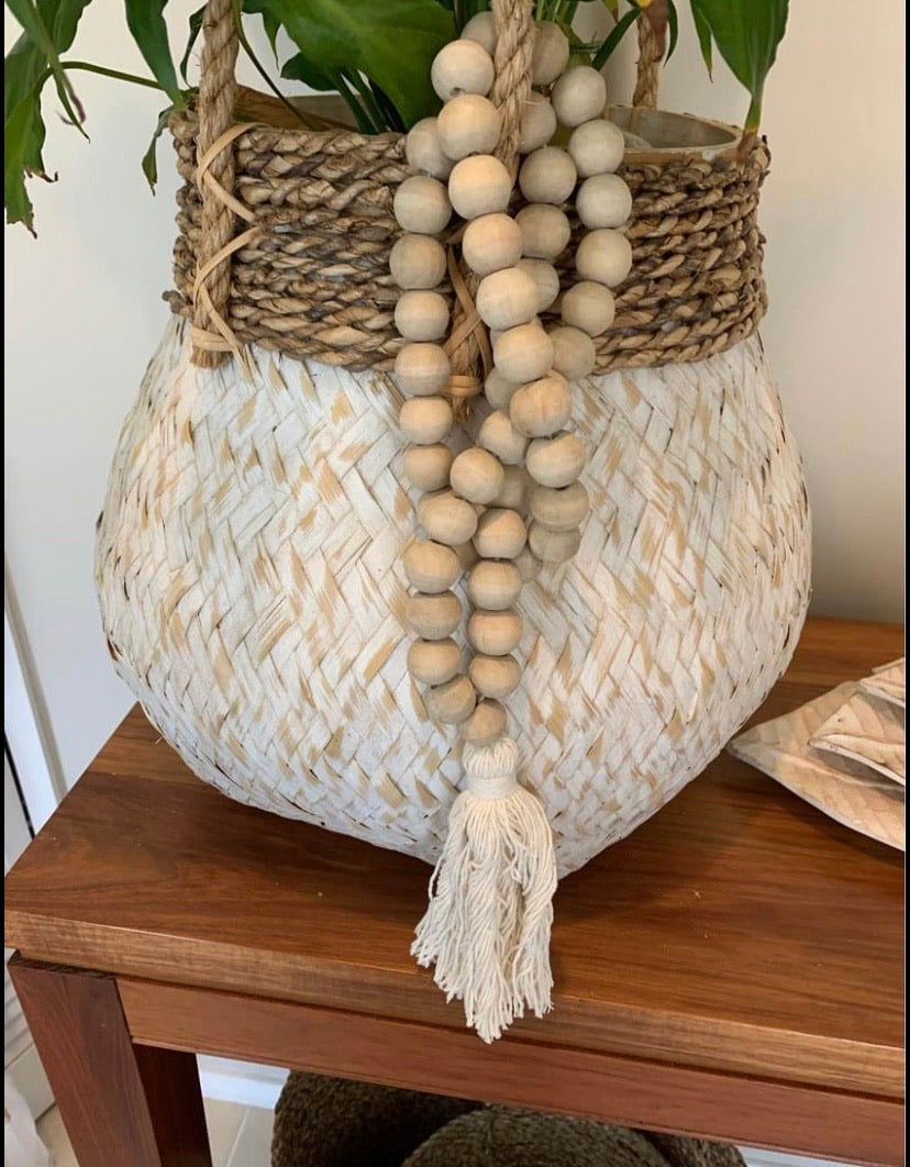 Natural bead necklace / tassel decoration. 60cm approx. - Bali Beach Beyond