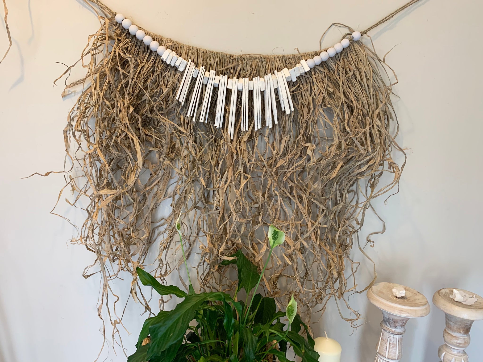 Raffia garland. Usually $50