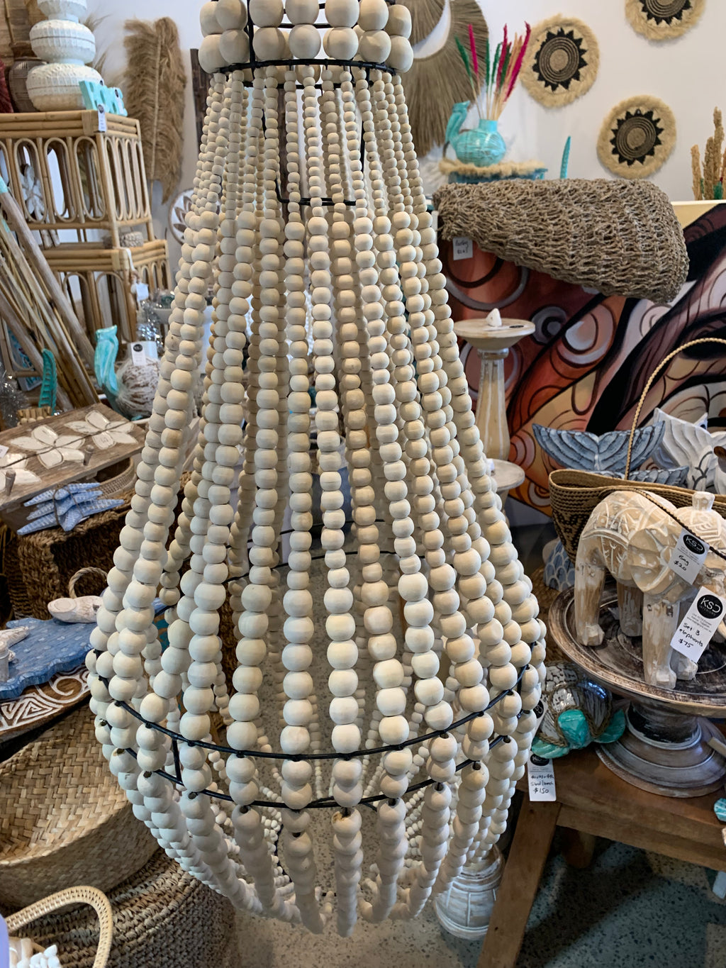 Natural bead light pendant. Style 2 - Bali Beach Beyond