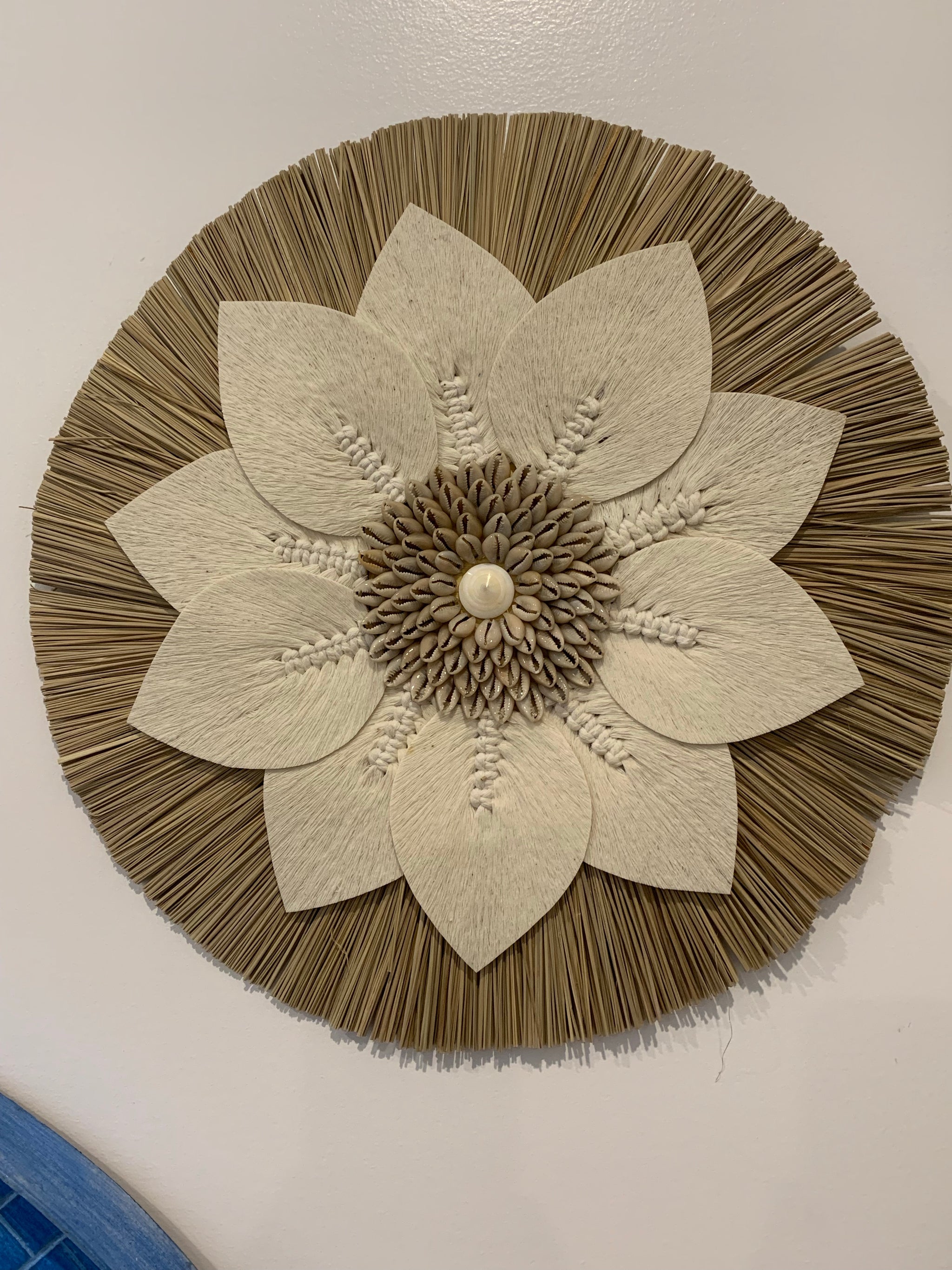 40cm seagrass and natural leaf hanging juju - Bali Beach Beyond