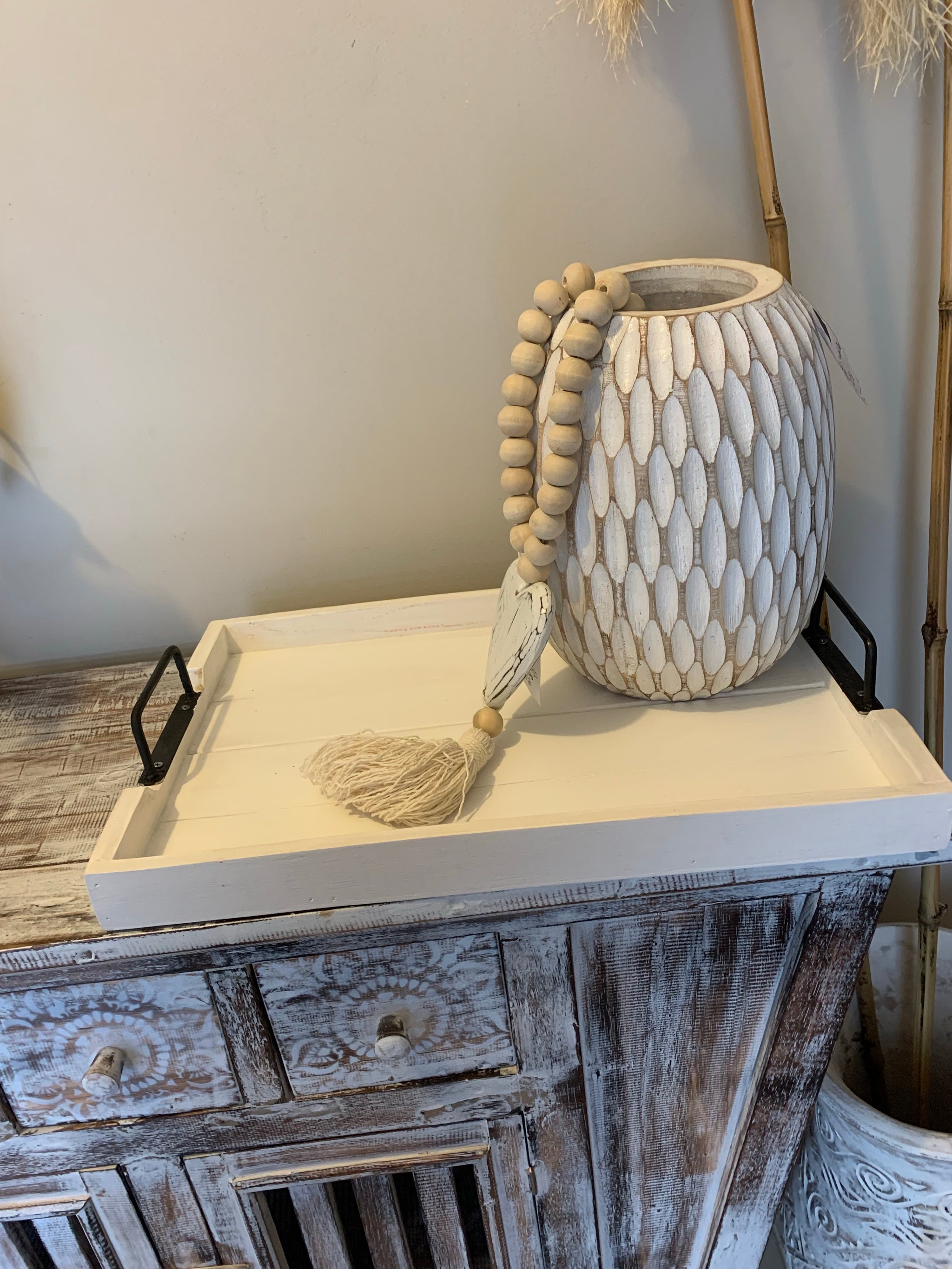 White timber slatted tray. Usually $35