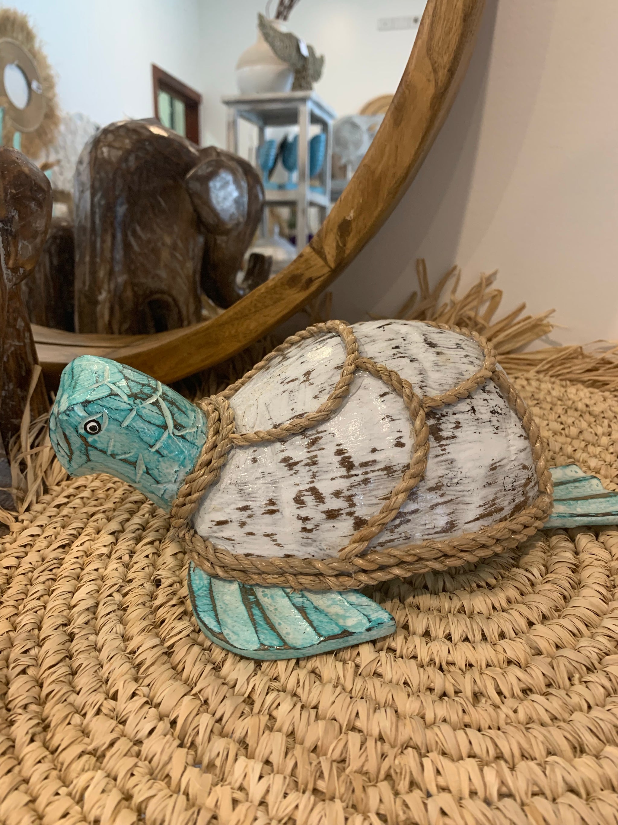 Coconut turtle. Turquoise and white