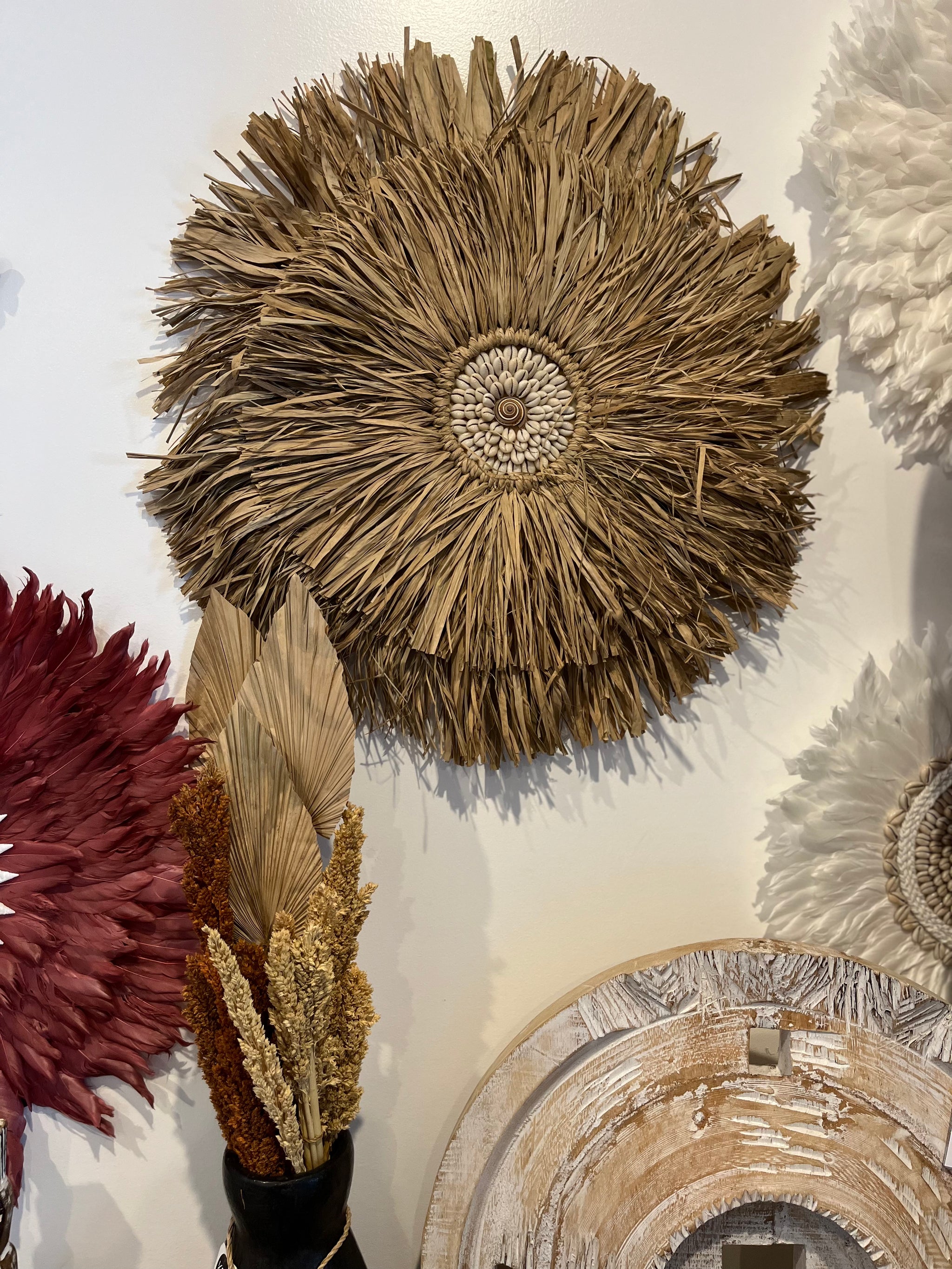 55cm round raffia hanging. 2 layered - Bali Beach Beyond