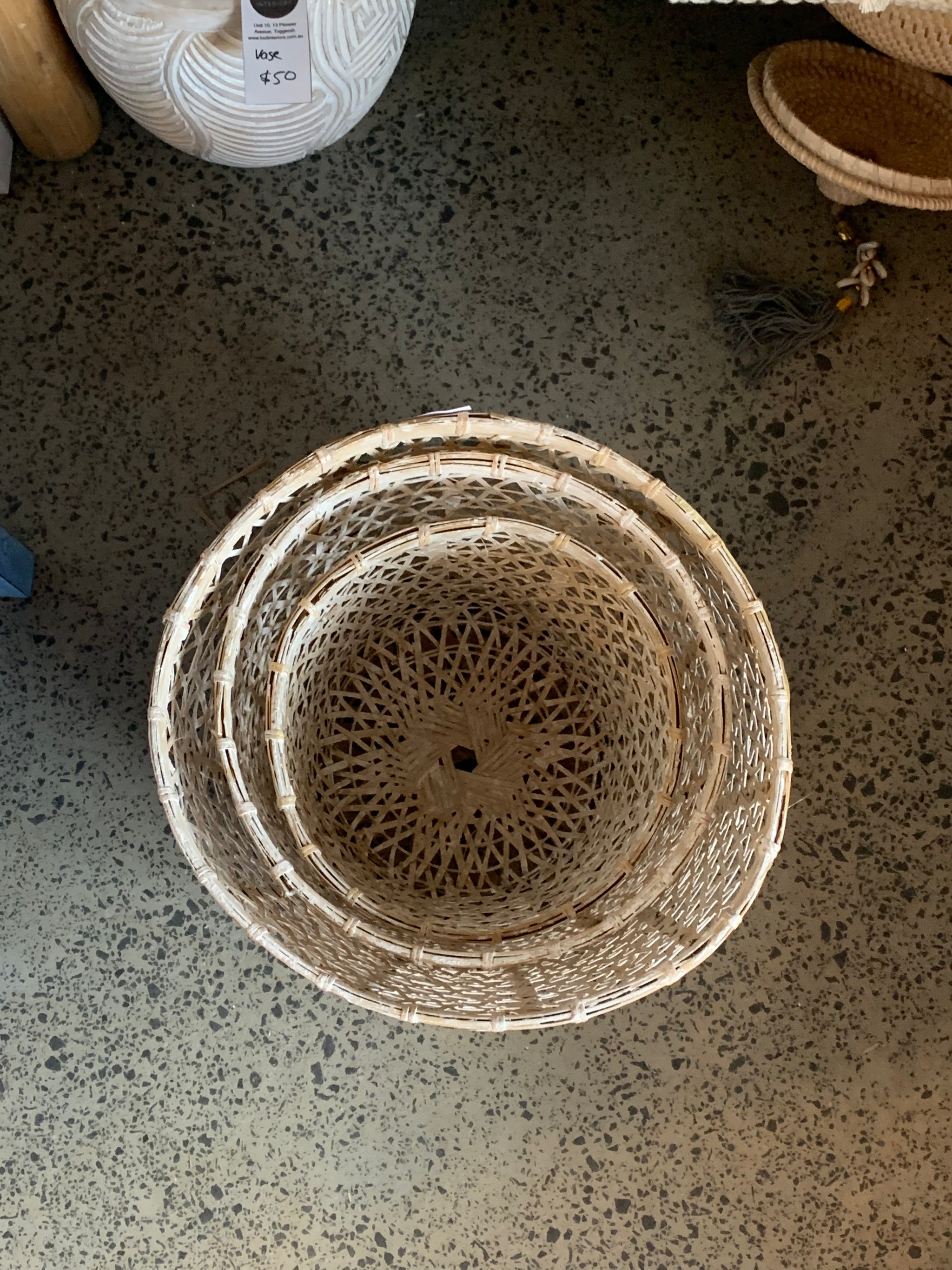 White wash baskets set 3 - Bali Beach Beyond