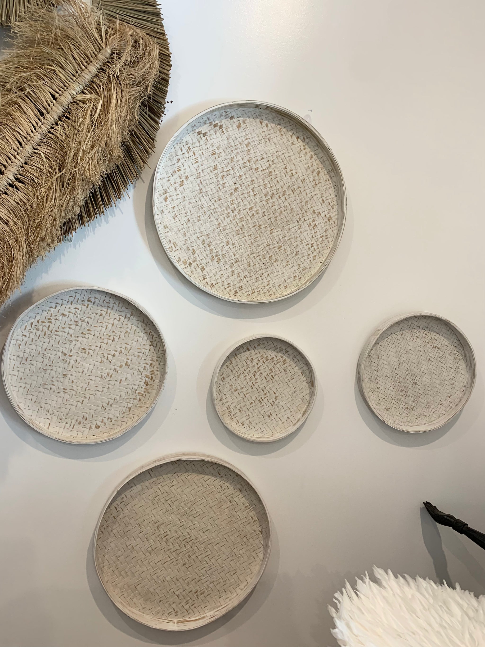 White wall platters. Set of 5 - Bali Beach Beyond