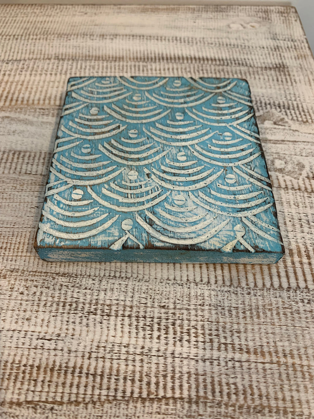Rustic turquoise square coaster - Bali Beach Beyond