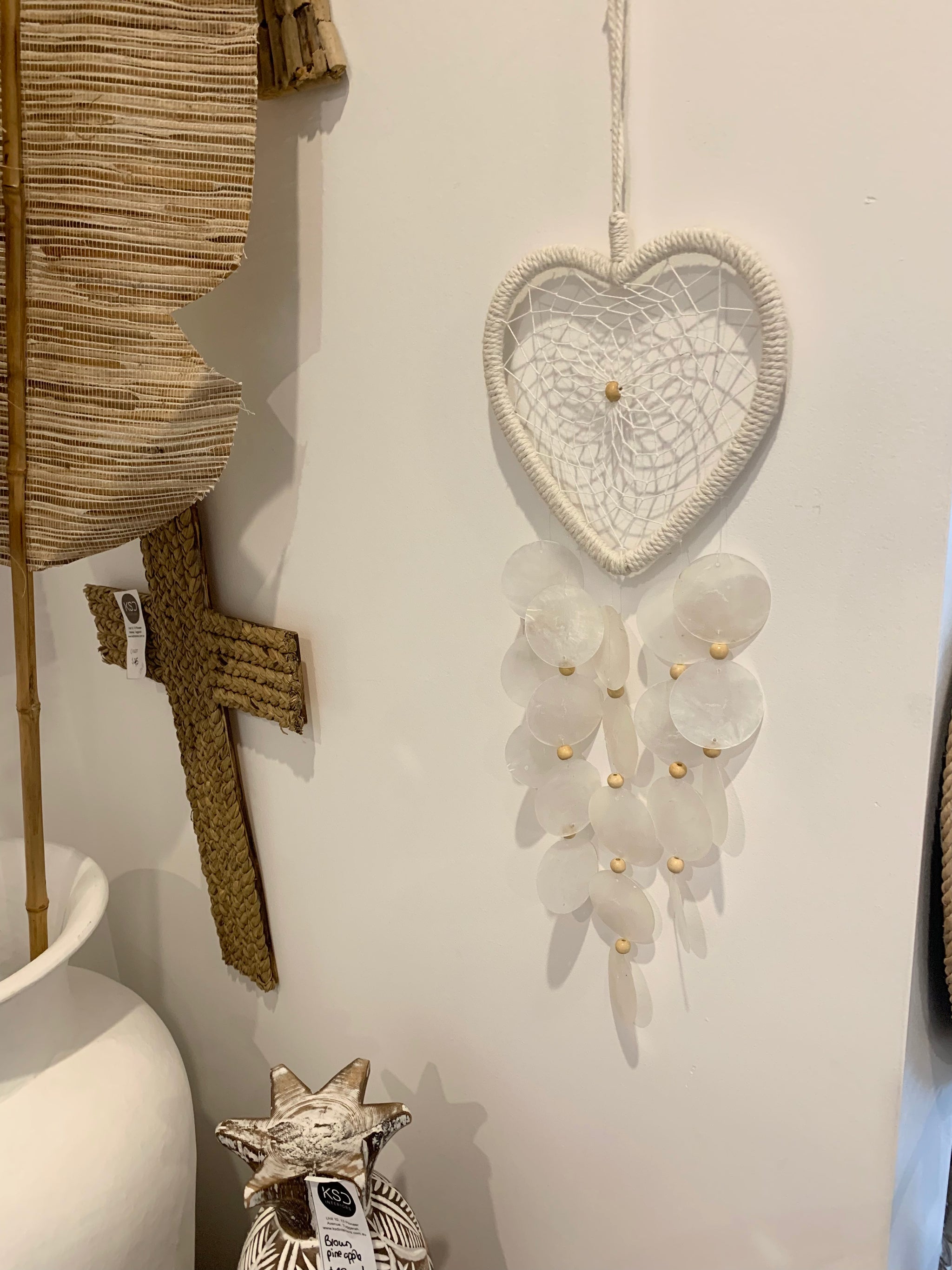 White heart dream catcher with shells - Bali Beach Beyond