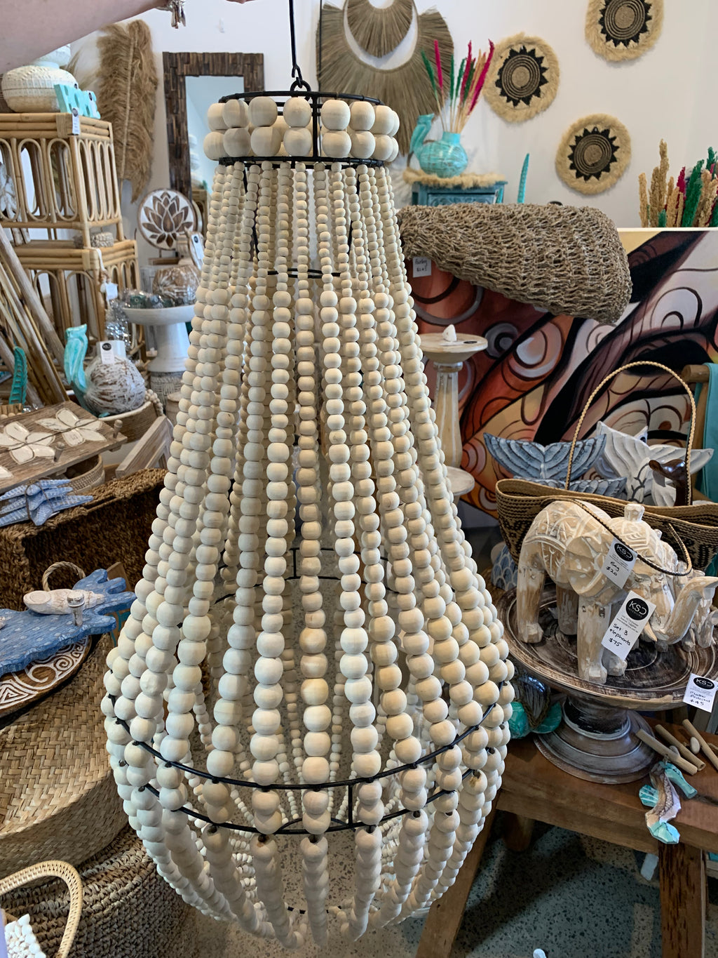 Natural bead light pendant. Style 2 - Bali Beach Beyond