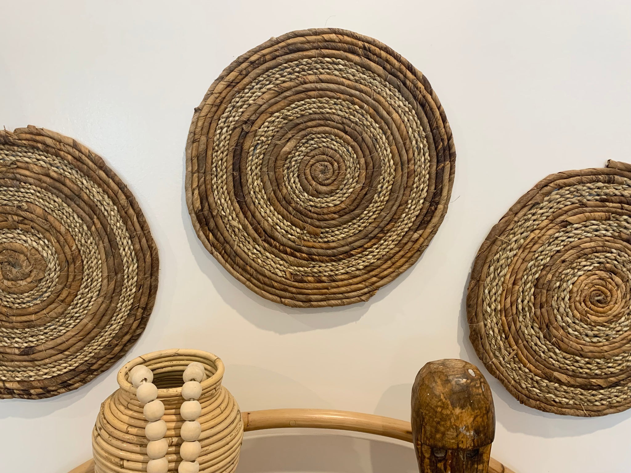 Woven banana leaf wall hangings. Set of 3. - Bali Beach Beyond