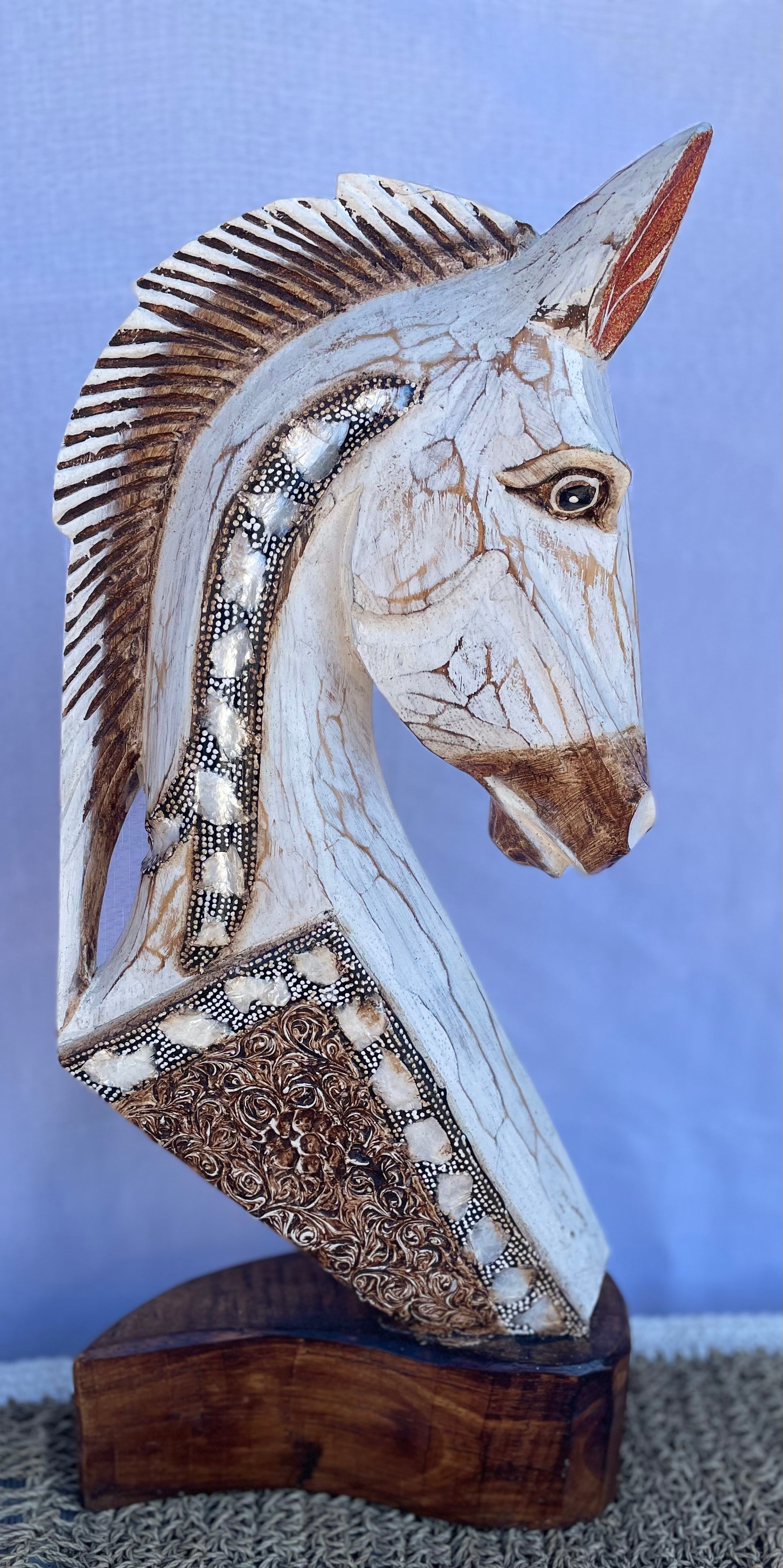 40cm handpainted timber horse statue - Bali Beach Beyond