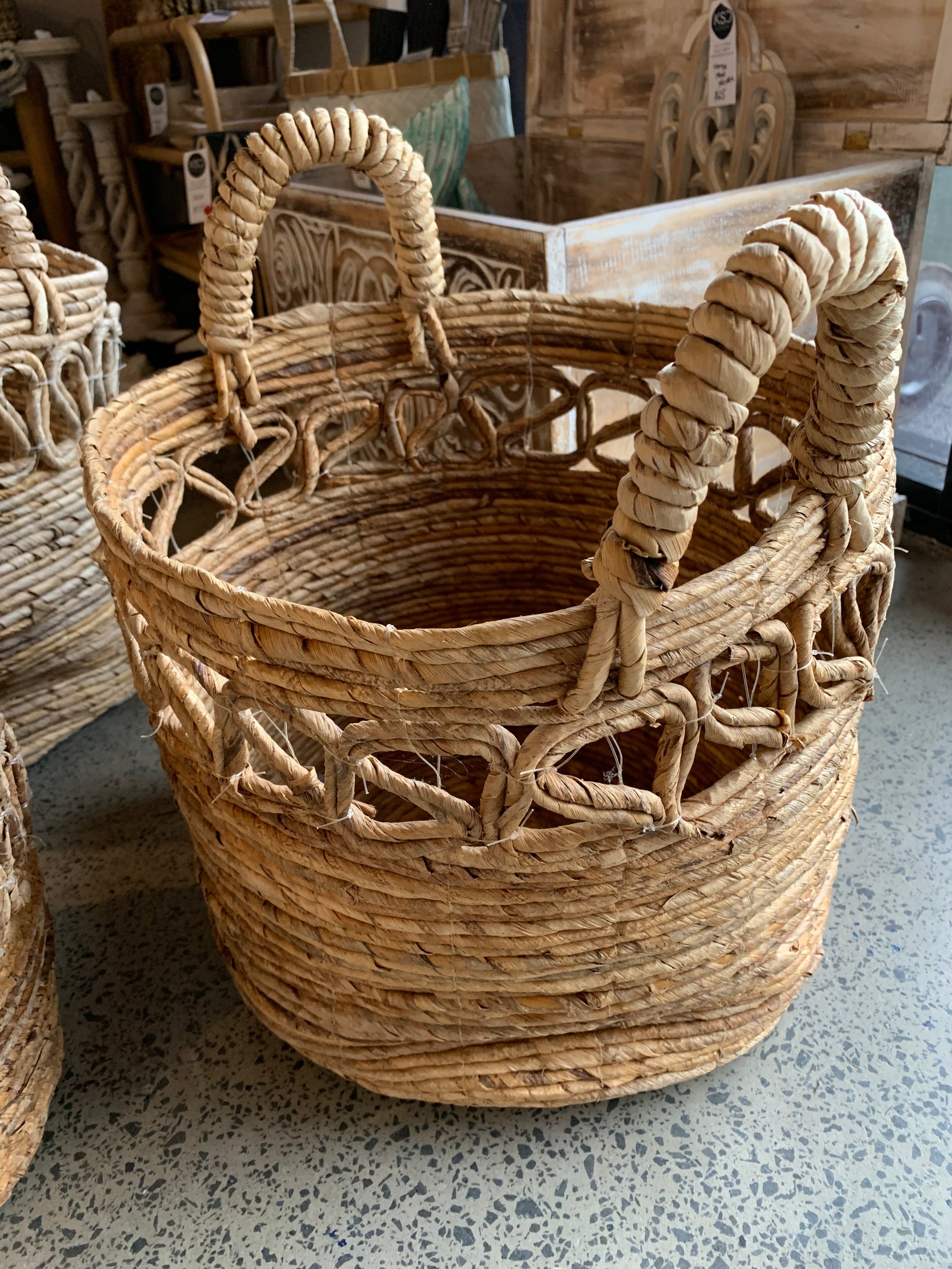 Set 3 woven baskets natural. Usually $165