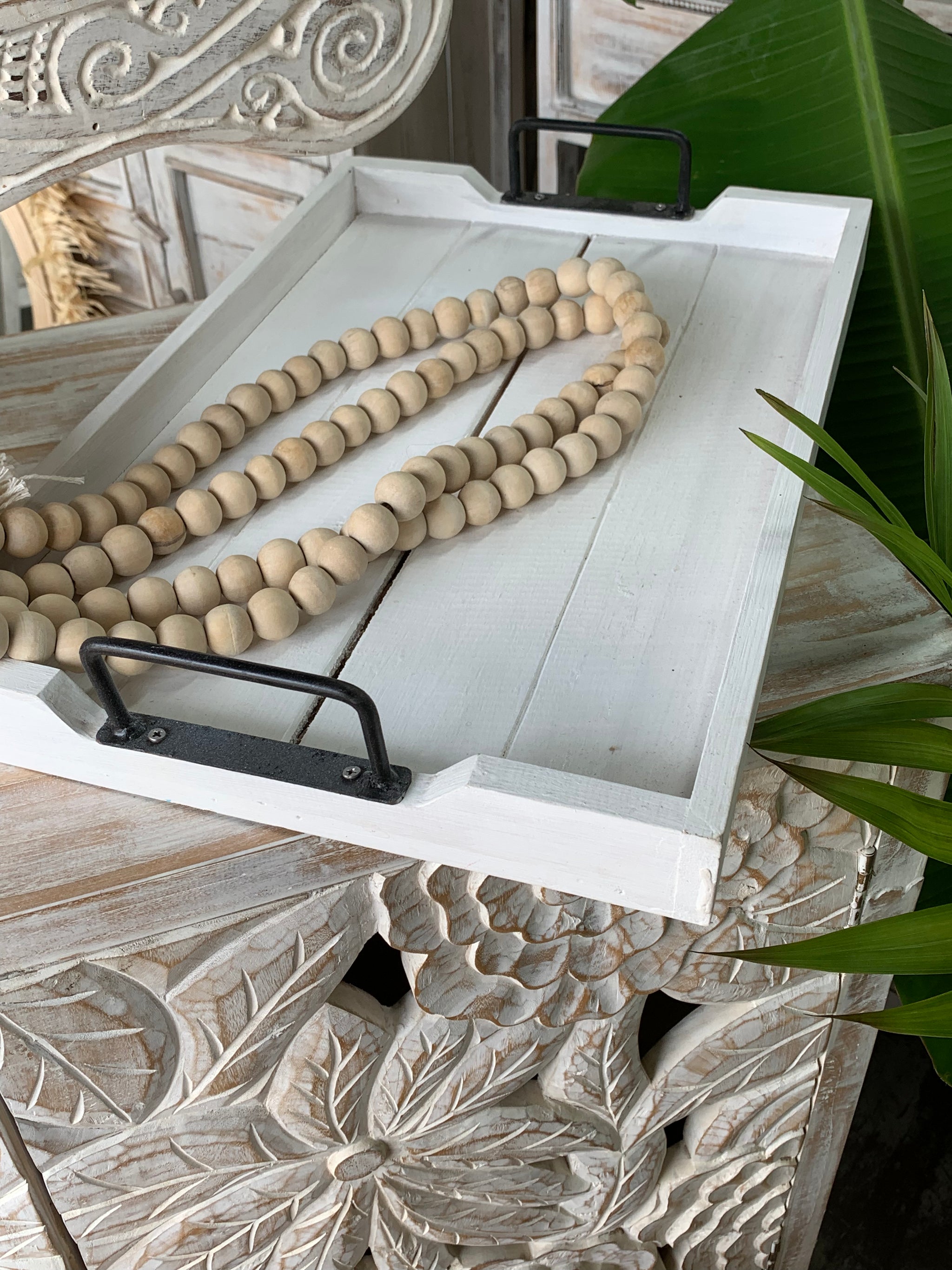 White timber slatted tray. Usually $35