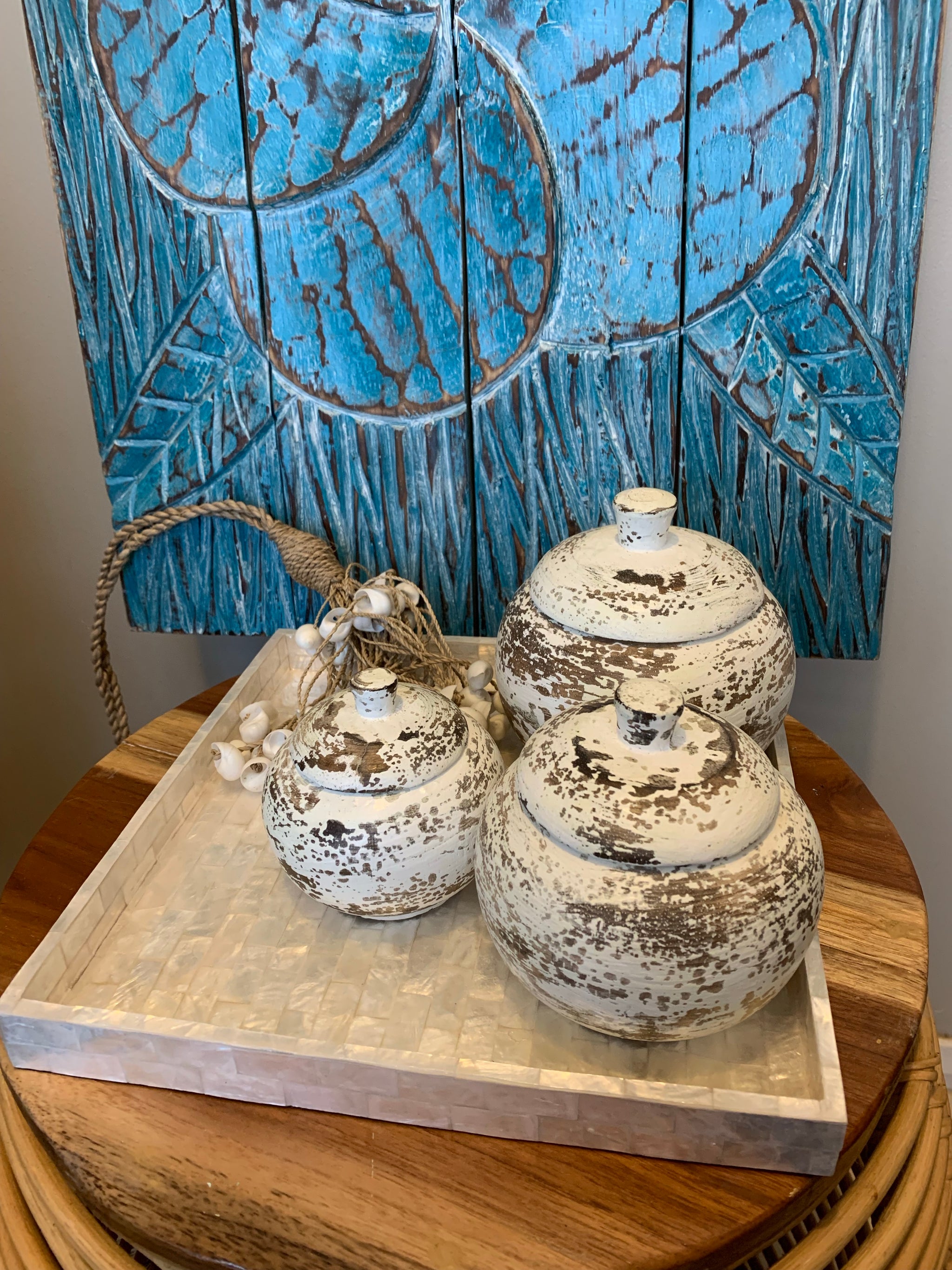 White coconut tray. Square - Bali Beach Beyond