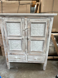 2 door 2 drawer carved timber cabinet / sideboard