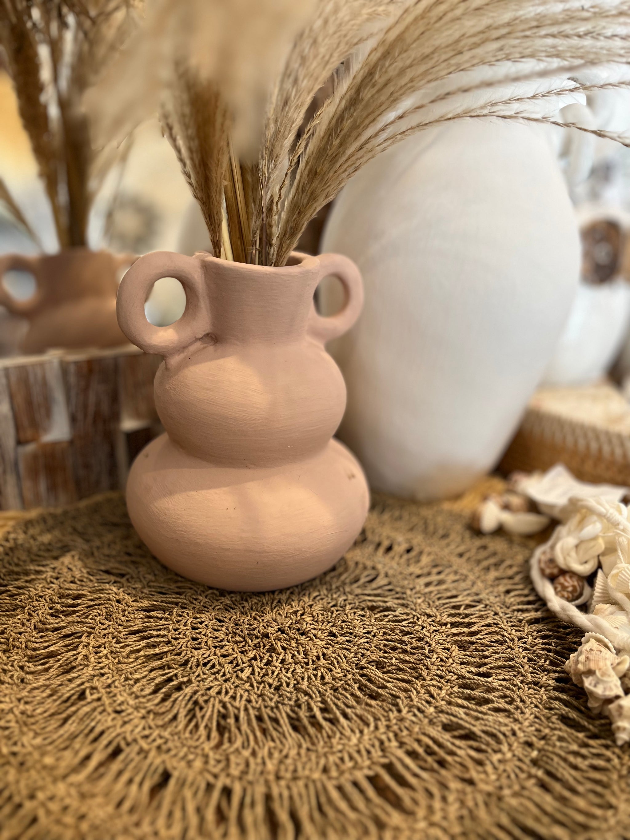 Dusty pink / salmon terracotta vase