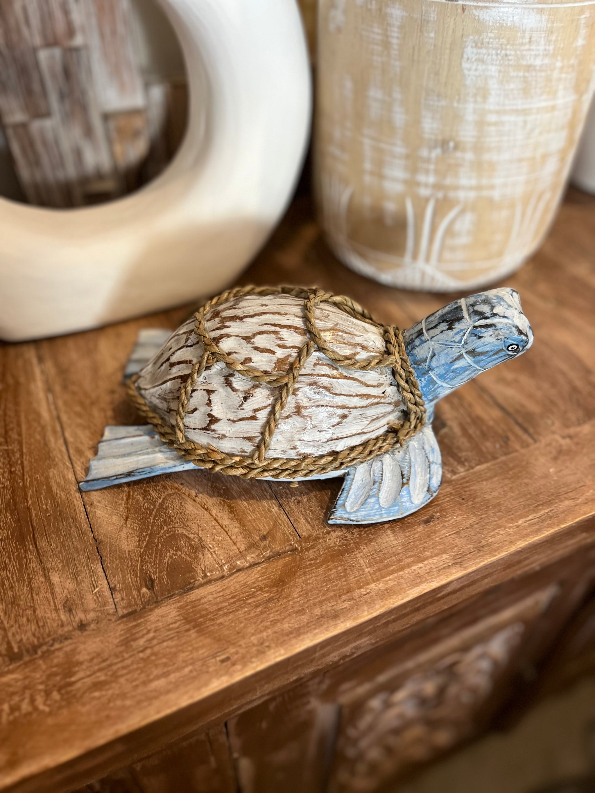 Coconut turtle. Blue and white