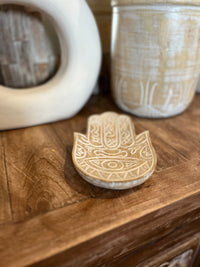 Hamsa hand handcarved tray / platter. Natural