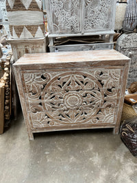 Handcarved timber chest drawers