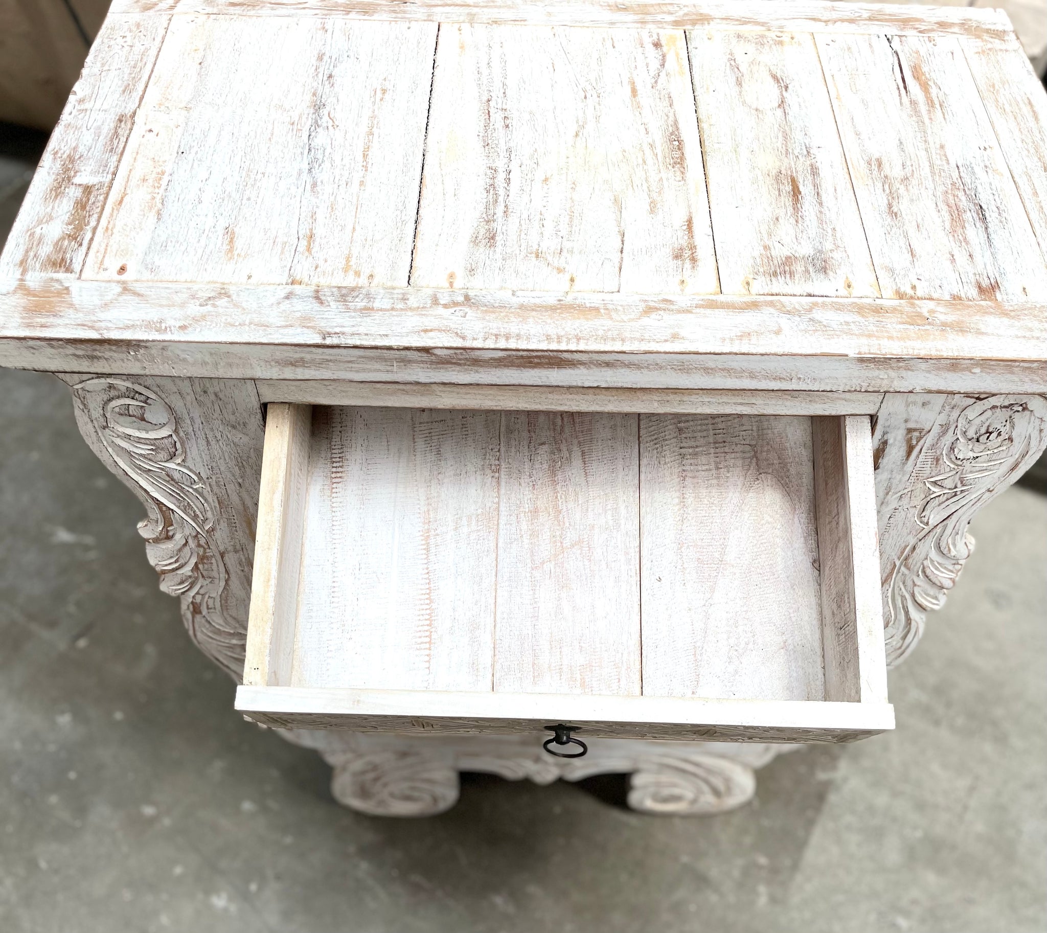 Angled carved Timber sideboard