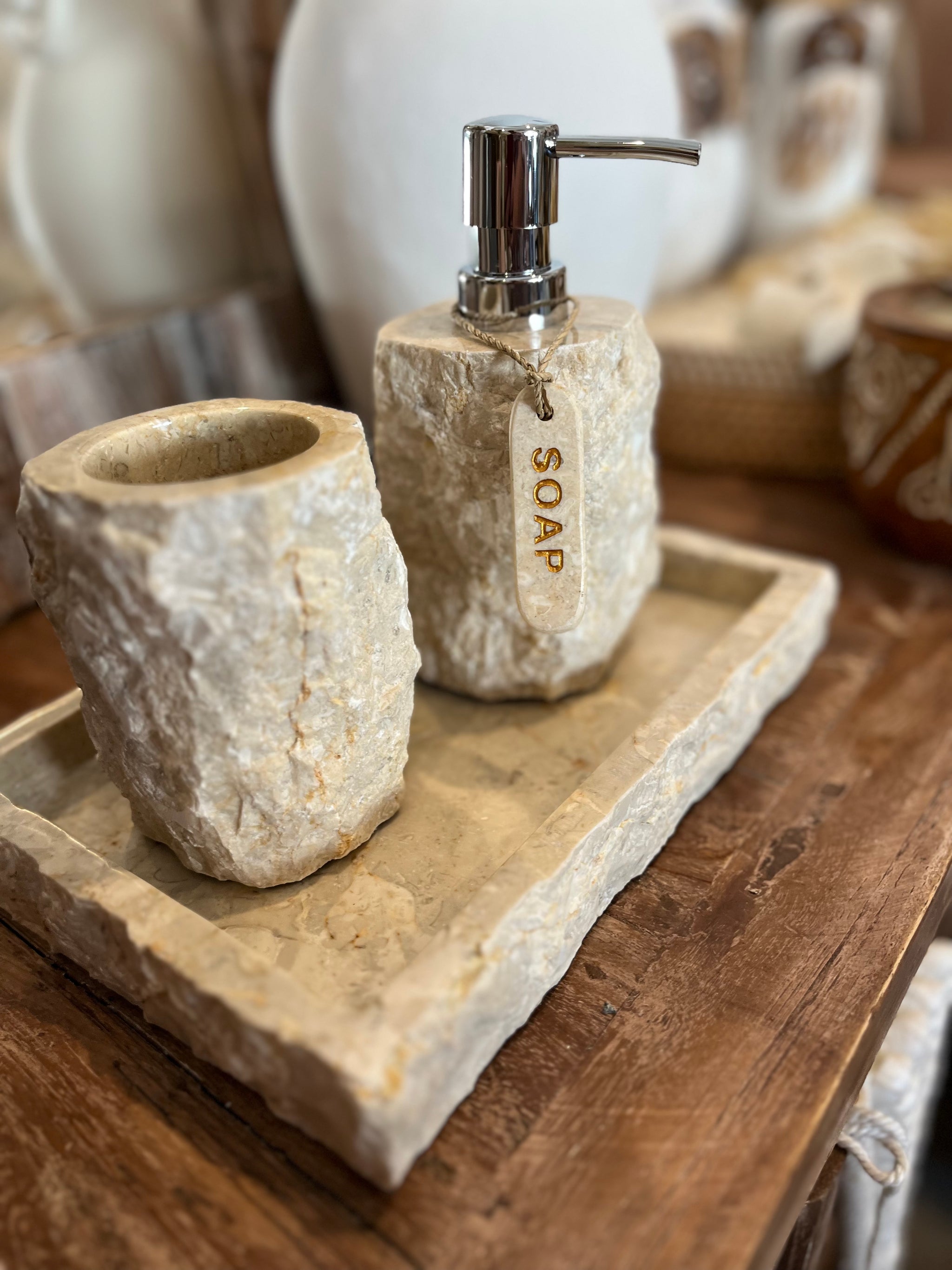 Marble tray with natural edge. Natural