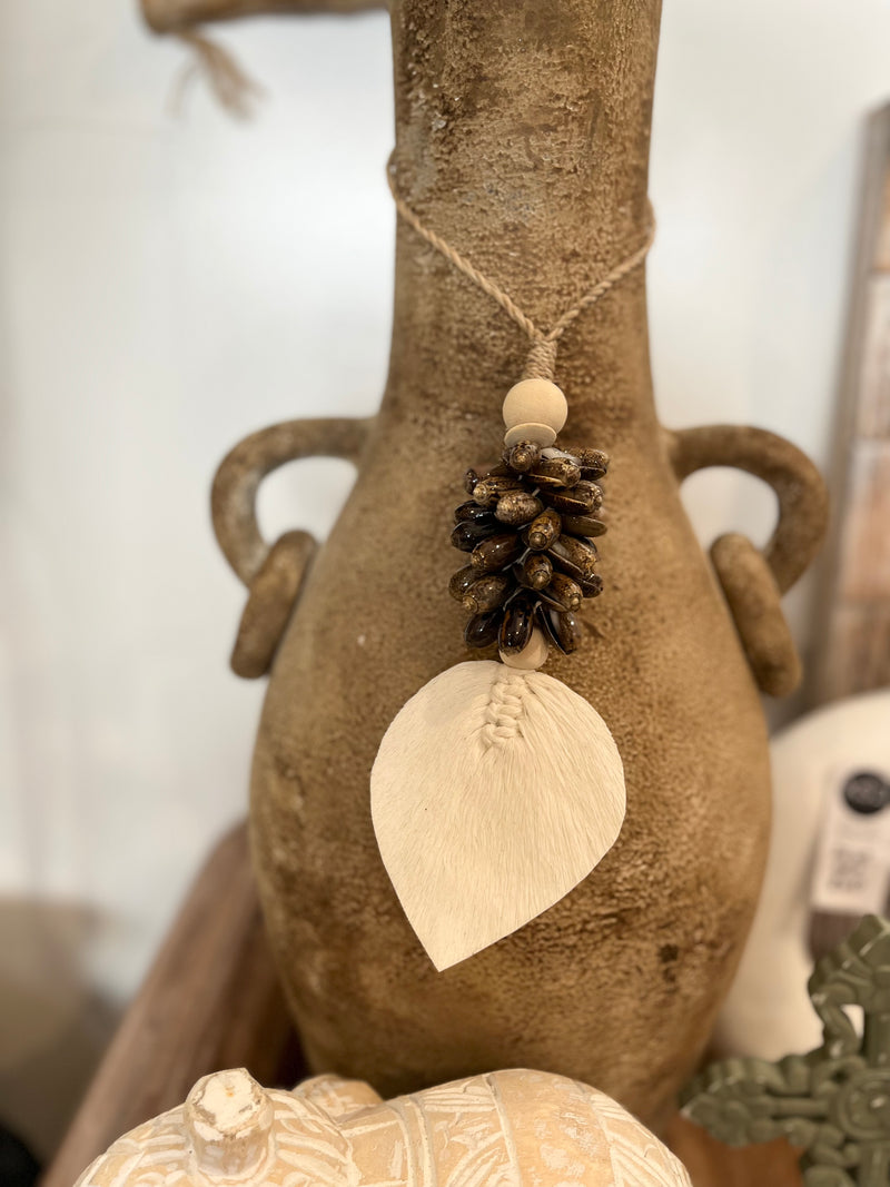 Natural leaf and brown shell hanging