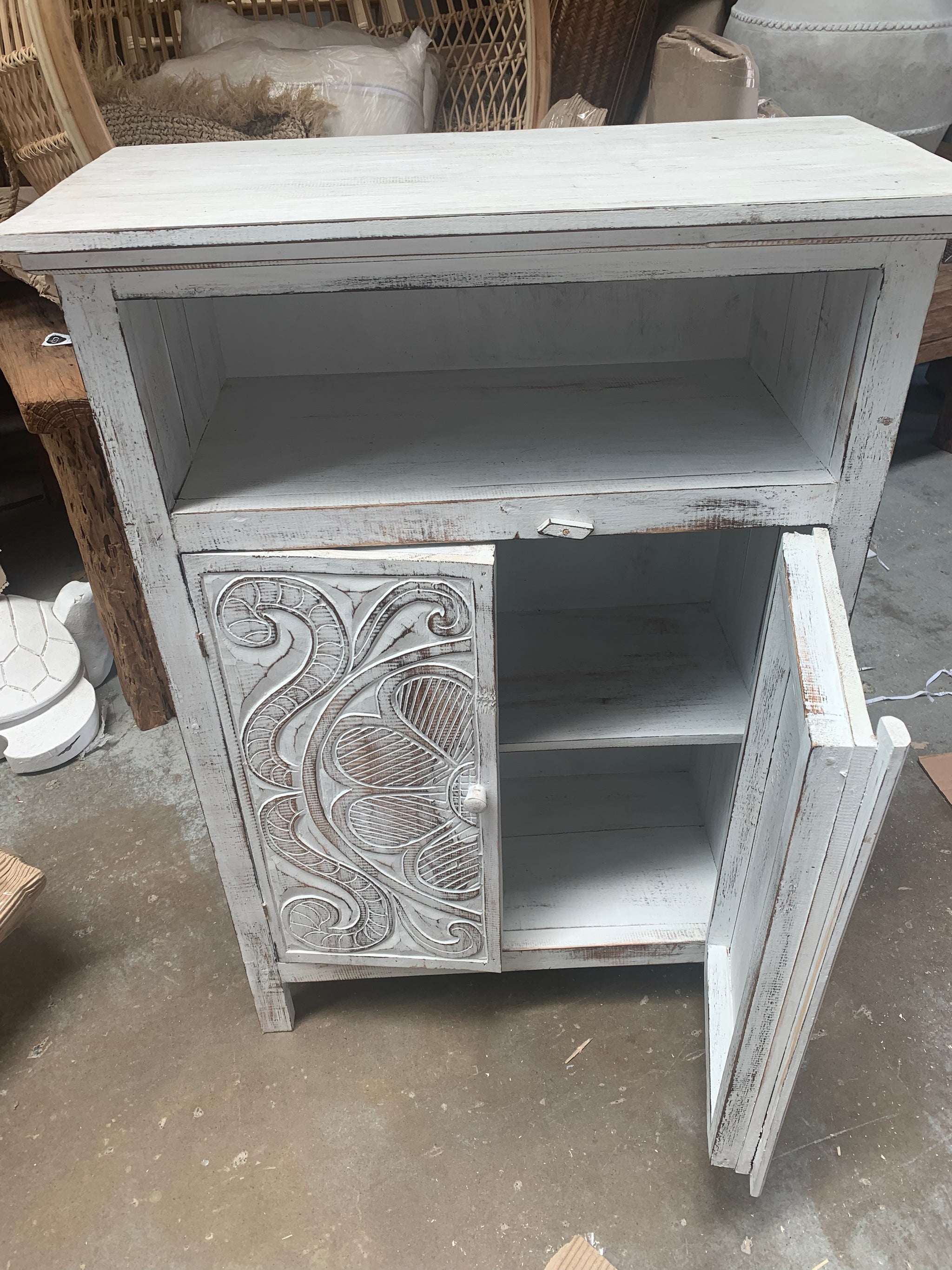 Rustic white timber cabinet