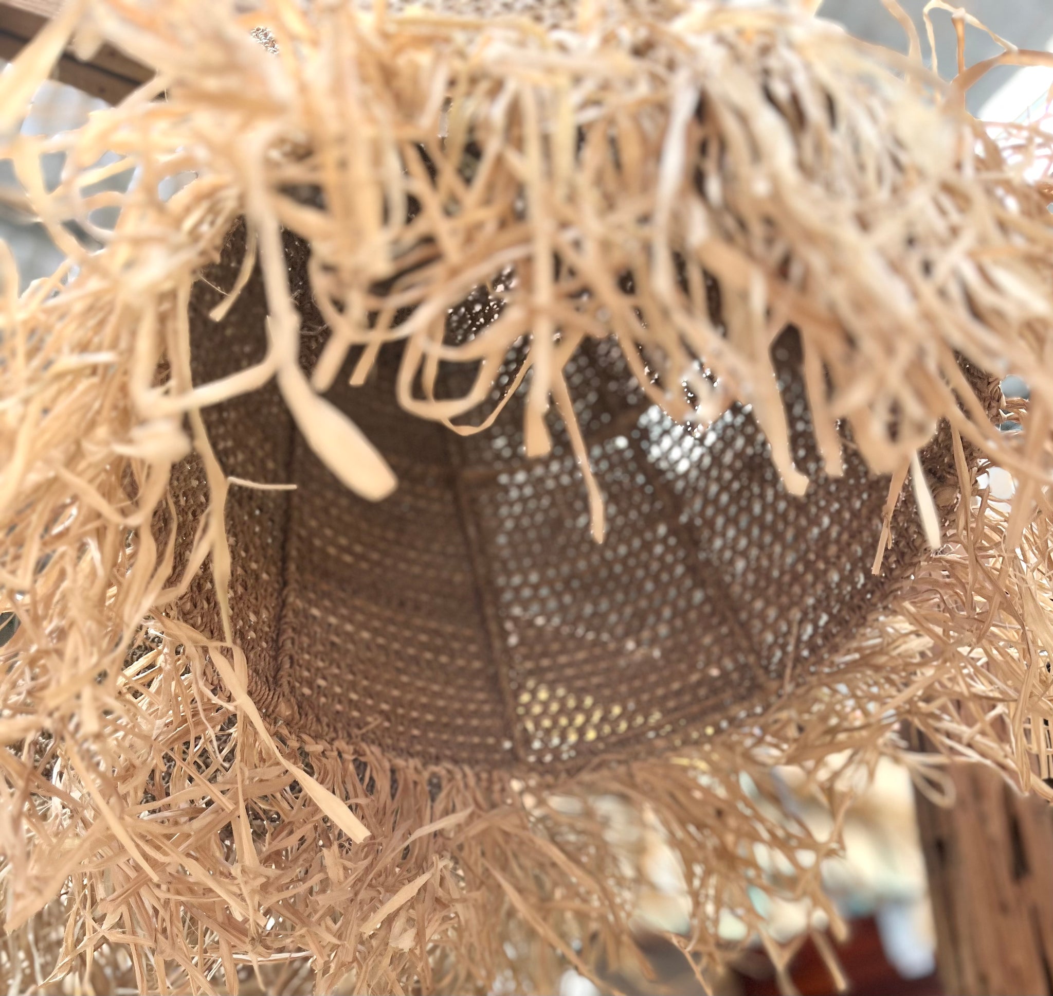 Woven light pendant natural  - raffia base - Bali Beach Beyond