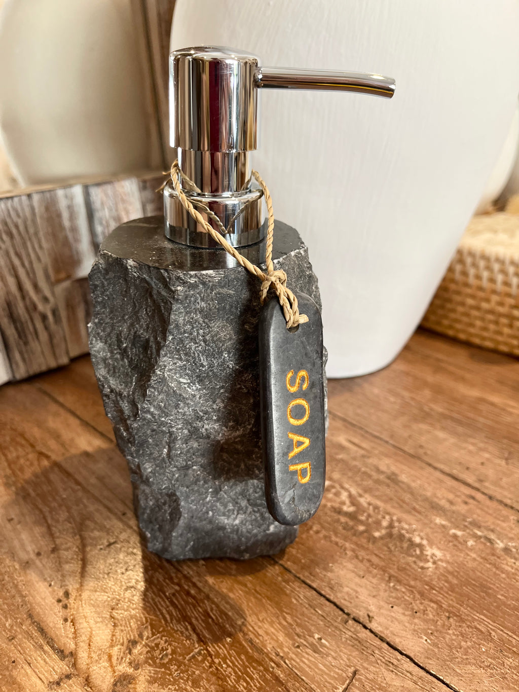 Marble “soap” word tag. Black - Bali Beach Beyond