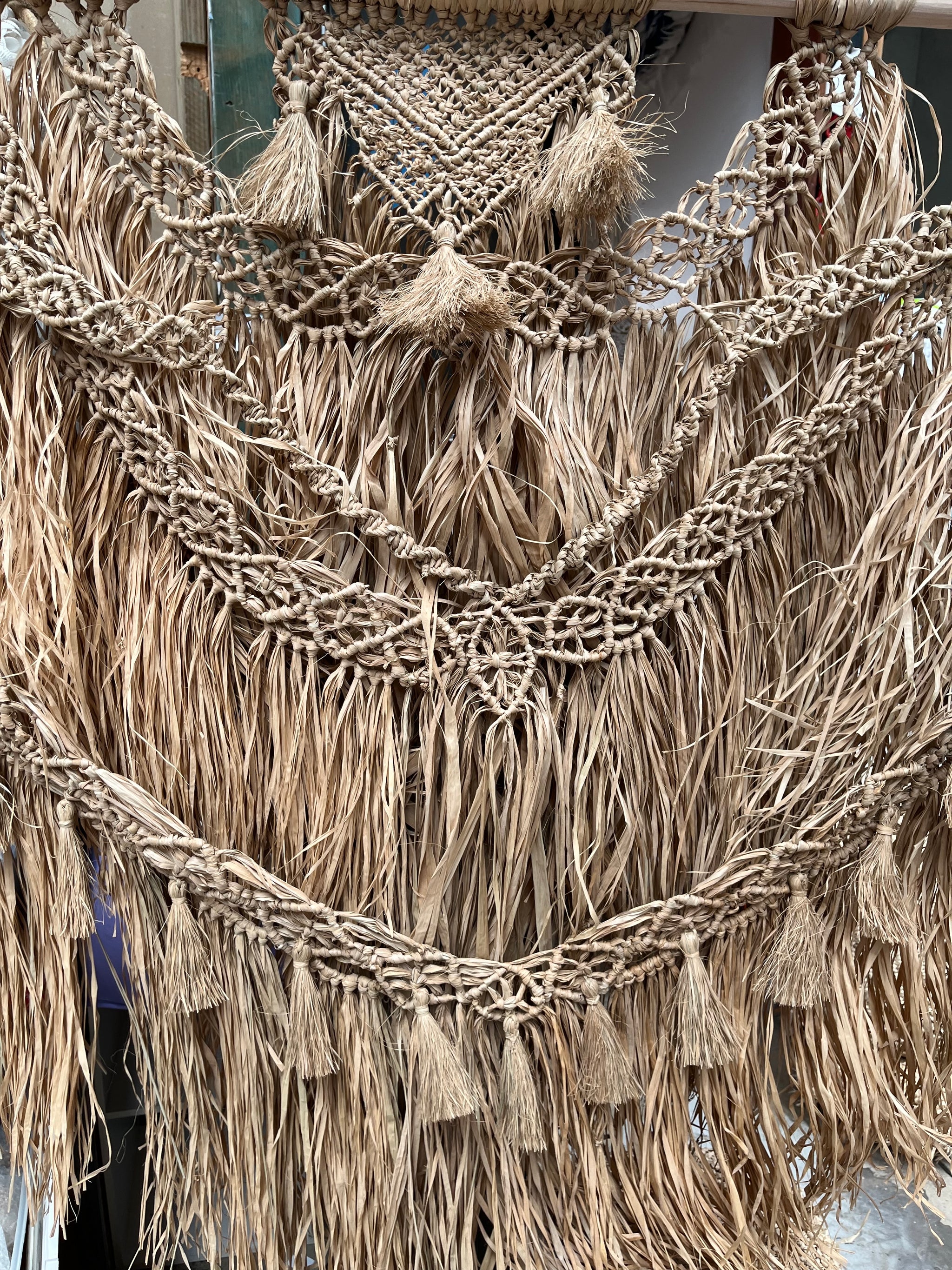 Large raffia wall hanging