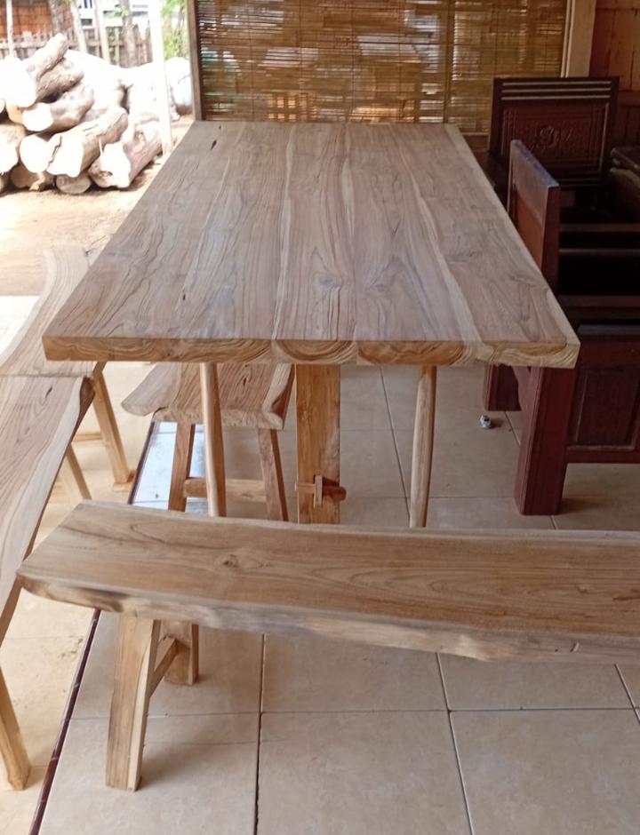 6 Piece Recycled Teak Dining Setting / Handmade Bali Furniture