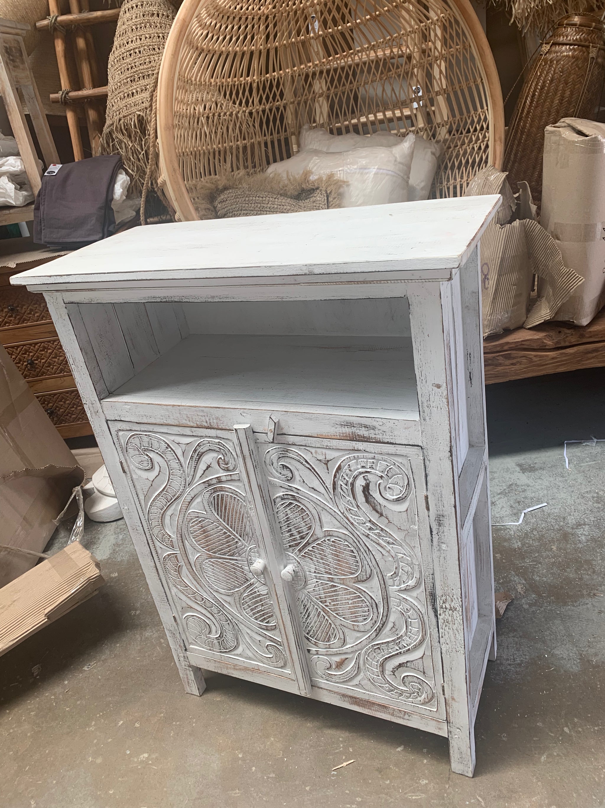 Rustic white timber cabinet