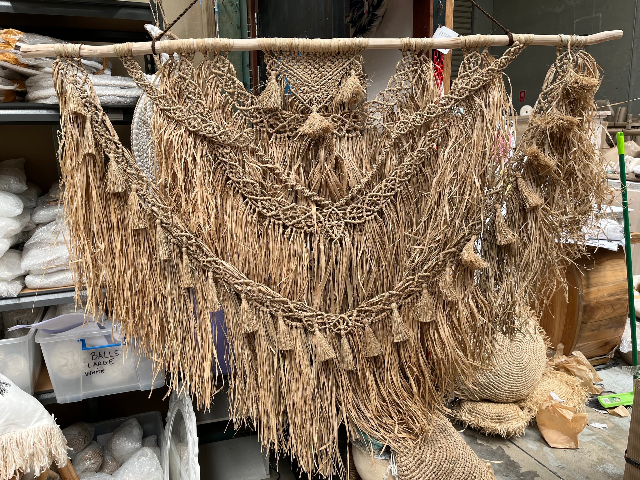 Large raffia wall hanging