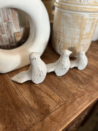 Set 3 timber handcarved birds. White