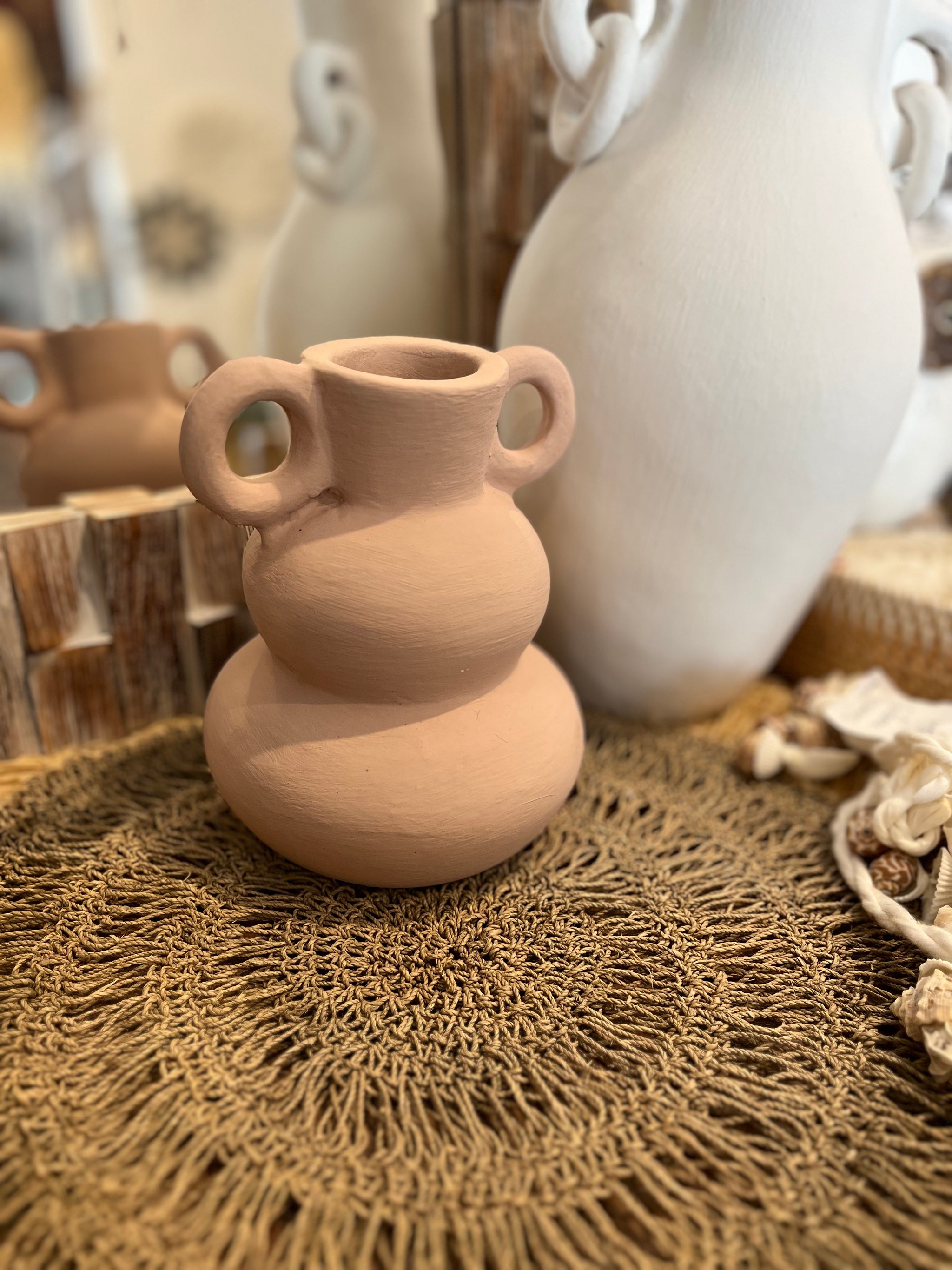 Dusty pink / salmon terracotta vase